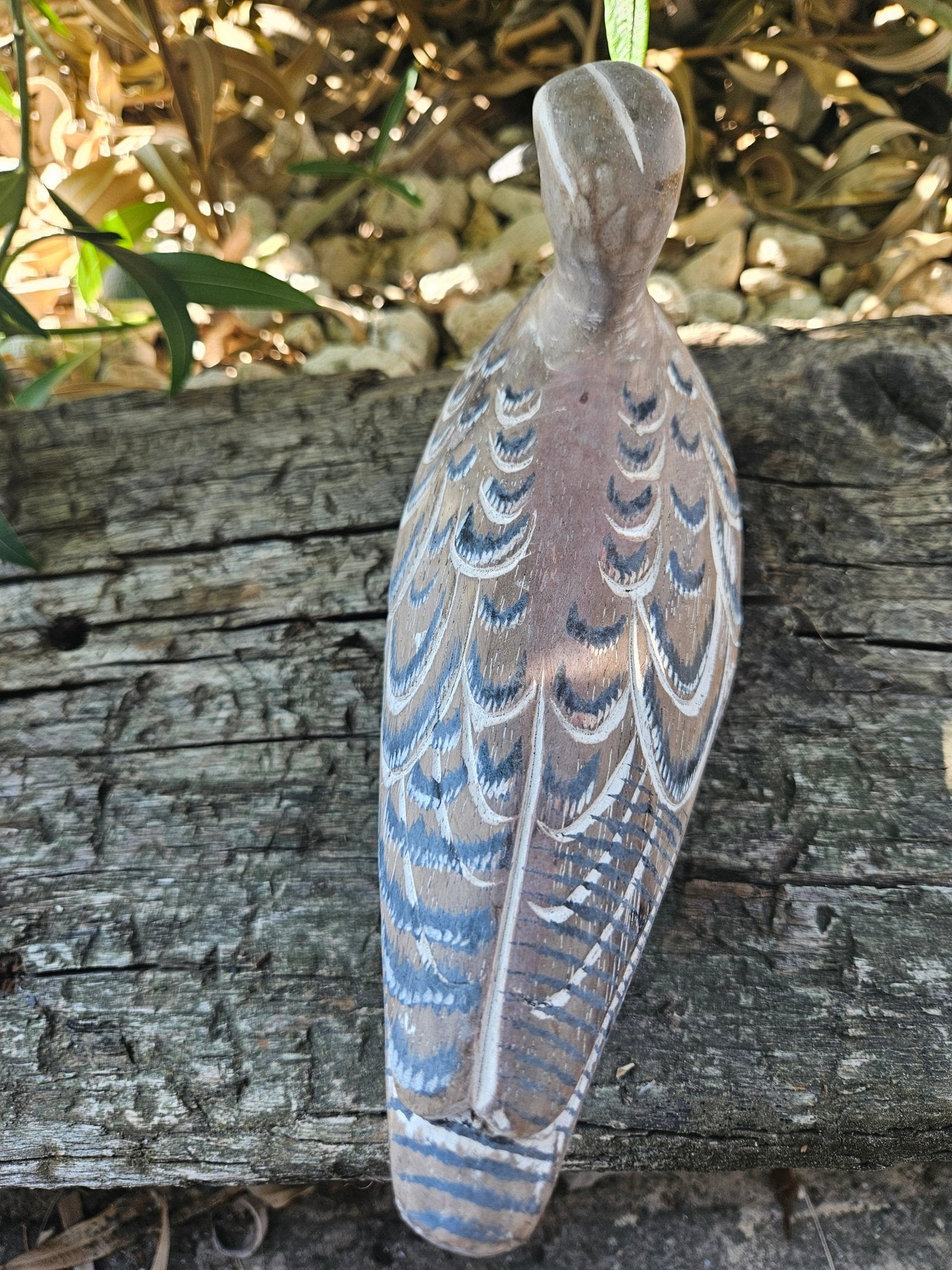 Carved Wooden Snipe Sitting Home Decor – 10.5" x 3.5"