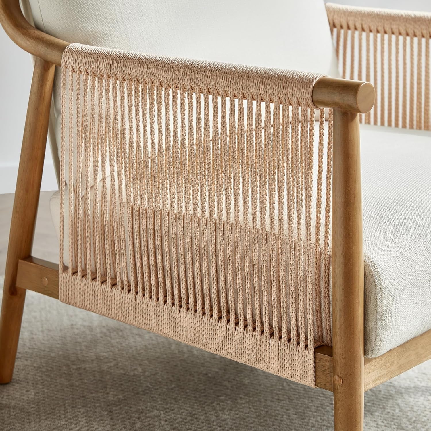 Cream Braided Accent Chairs - Set Of 2