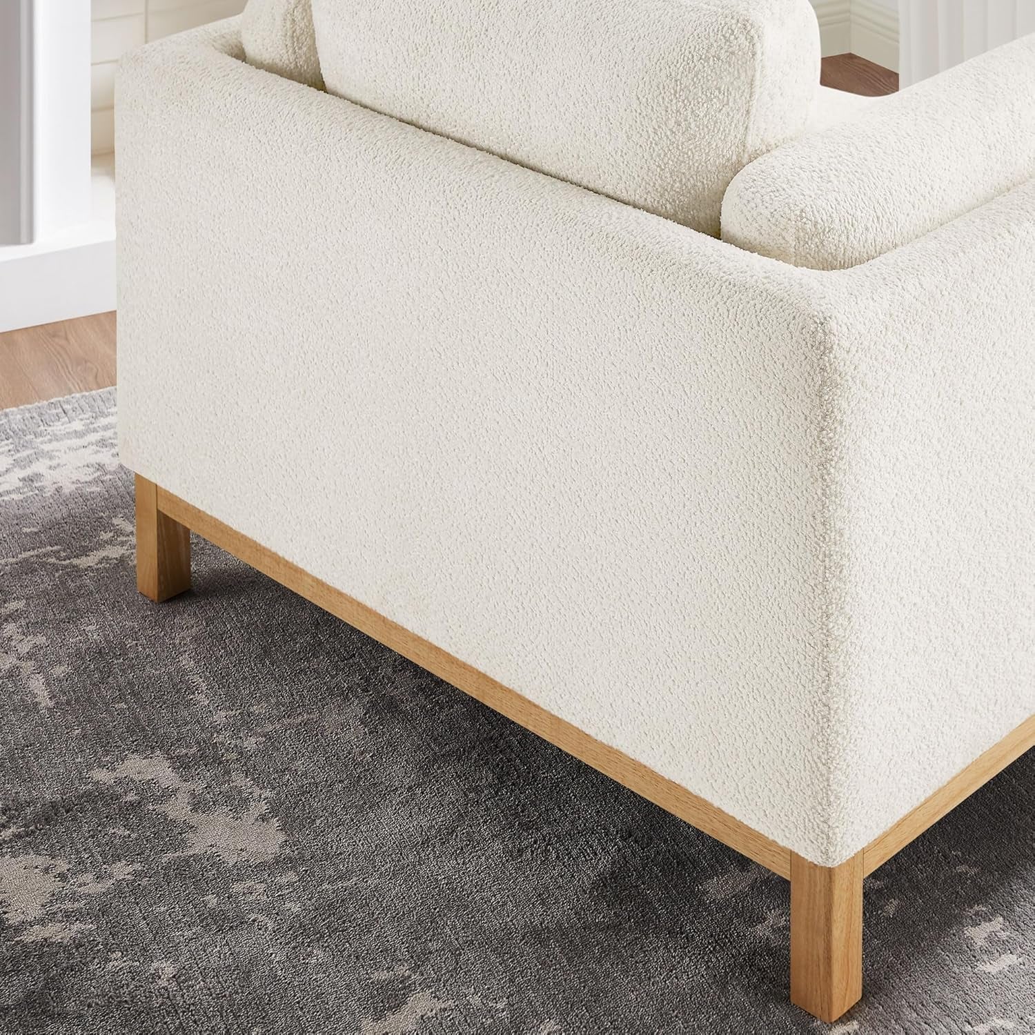 Beige 41.34 Inches Boucle Upholstered Accent Chair