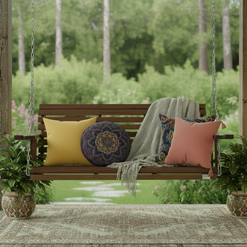 Wooden Porch Swing - 5.5 ft Heavy Duty Swing in Walnut Finish