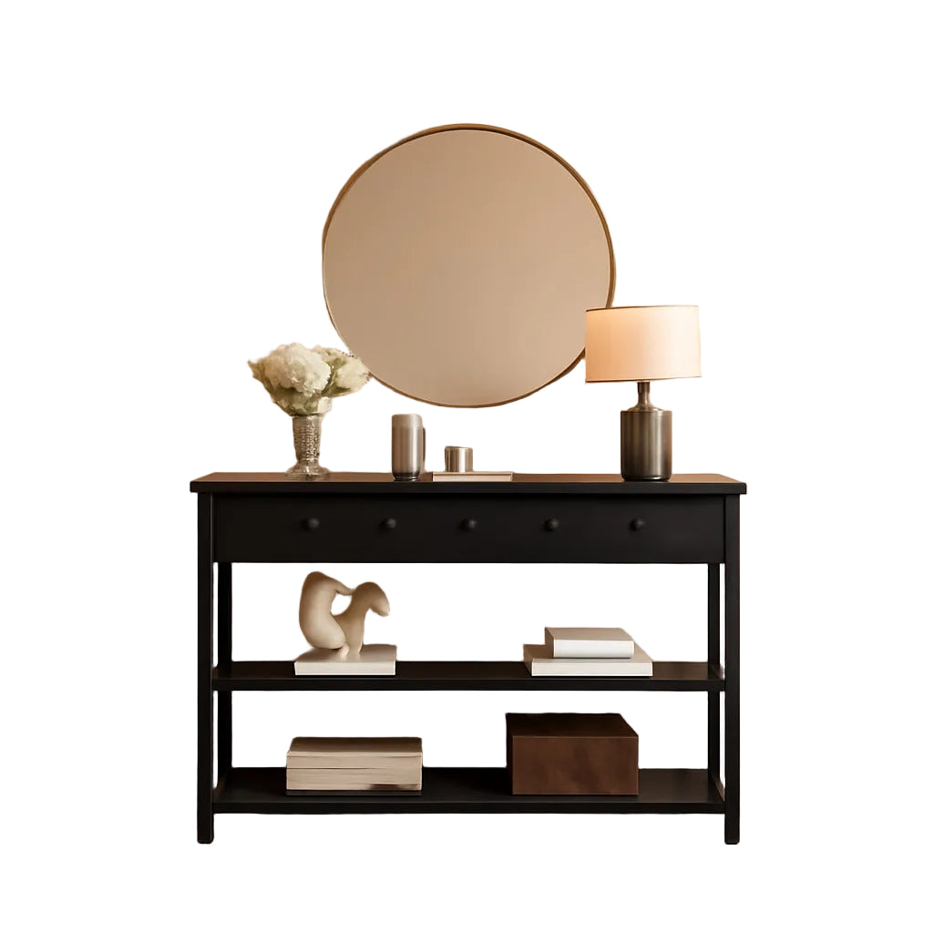 Black Console Table With USB Ports And Outlets