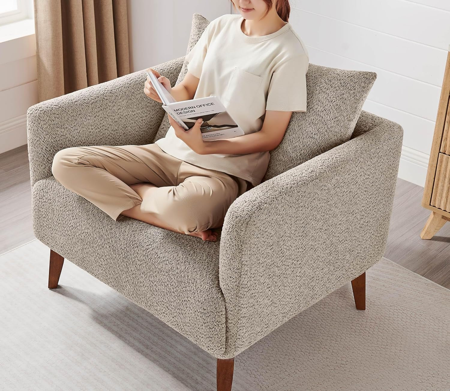 Oversized Upholstered Accent Chair In Greige