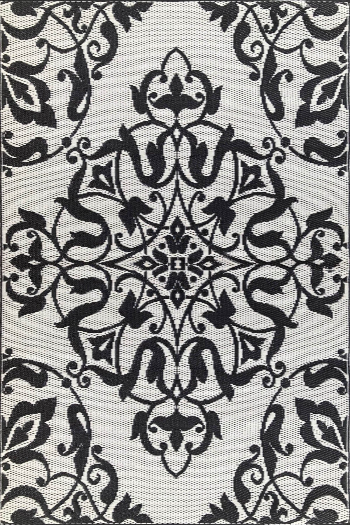 New Wrought Iron Black & White Reversible Outdoor Mat