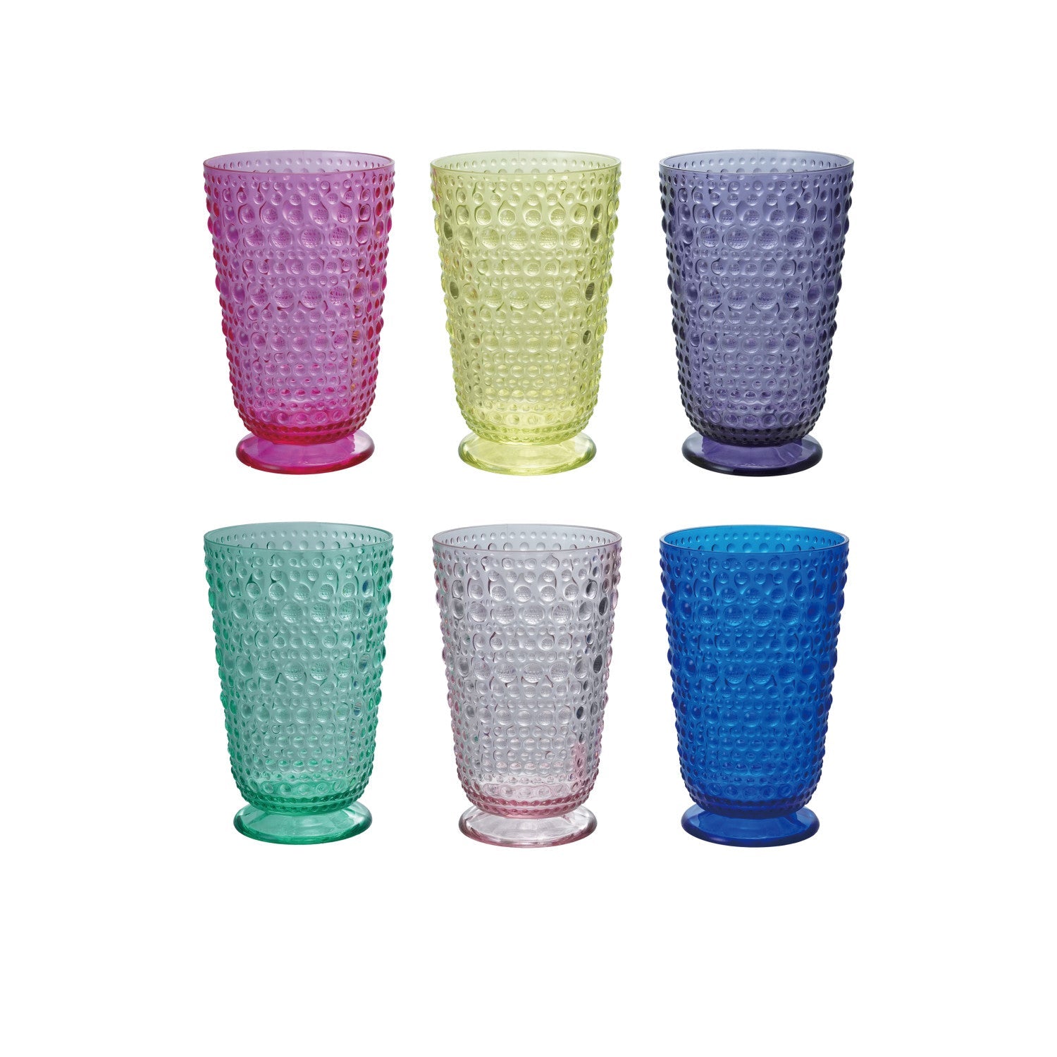 Acrylic Hobnail Tall Footed Drinking Glass - 6 Colors