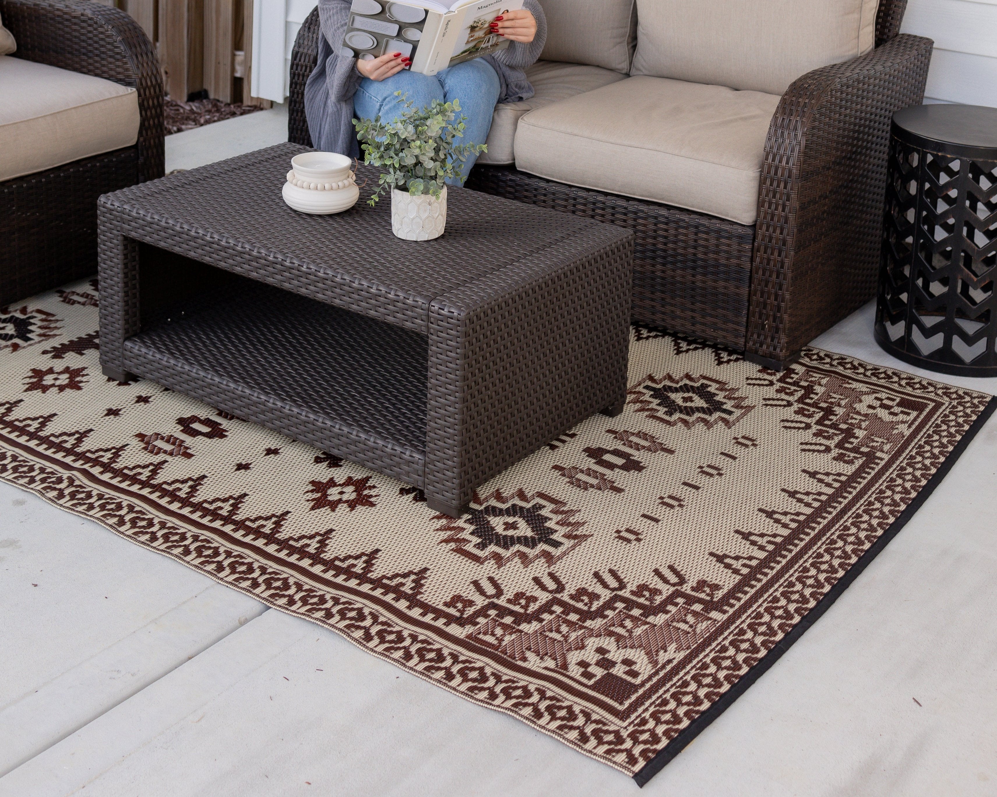 Apache Cream & Brown Outdoor Mat