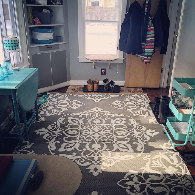 Wrought Iron Cool Grey Reversible Outdoor Mat
