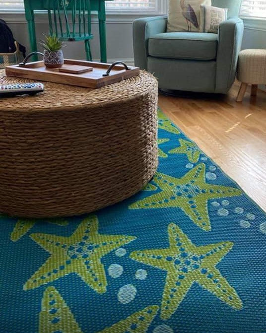 Starfish Blue & Green Reversible Outdoor Mat