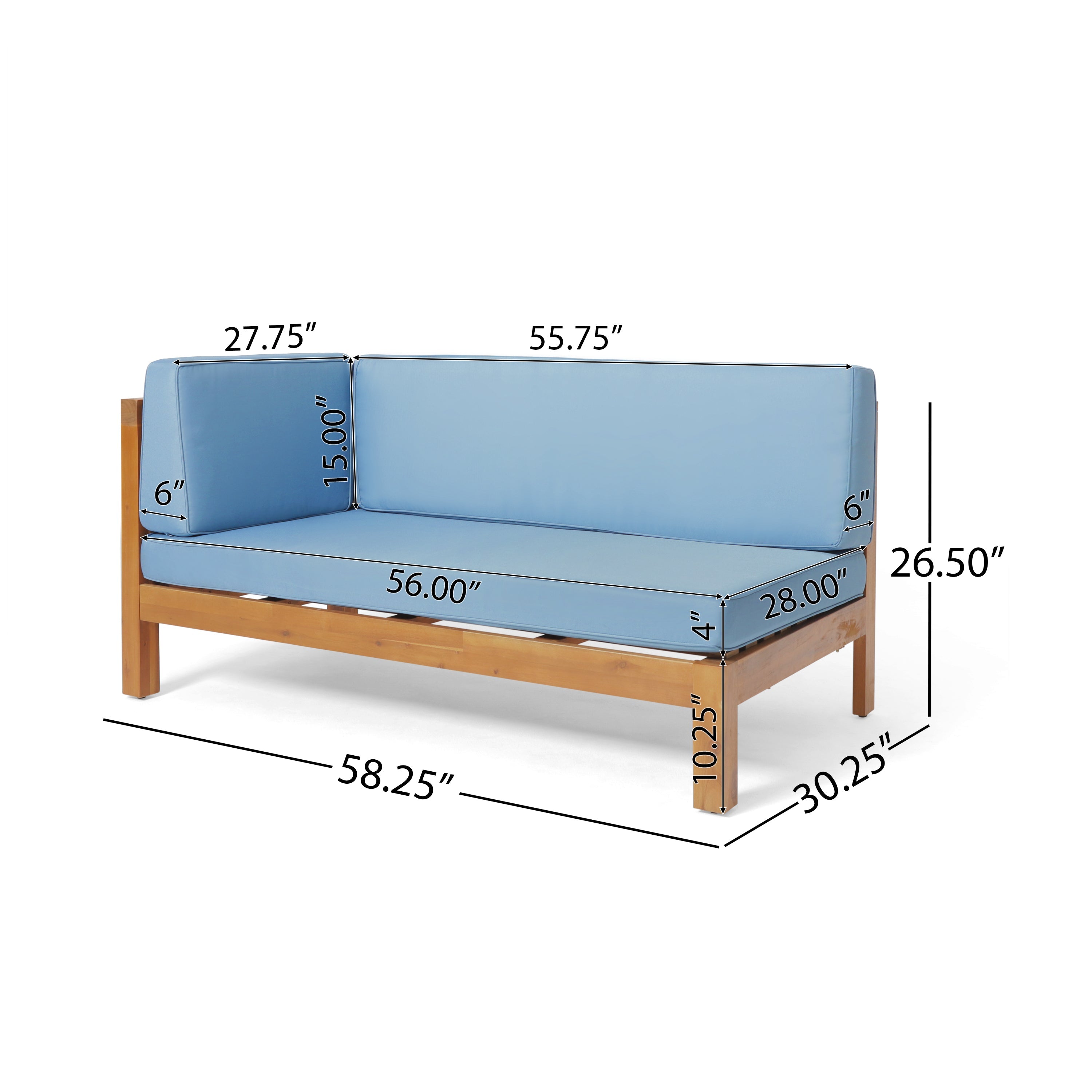 Brava 4-Piece Outdoor Modular Sofa Set in Ocean Blue