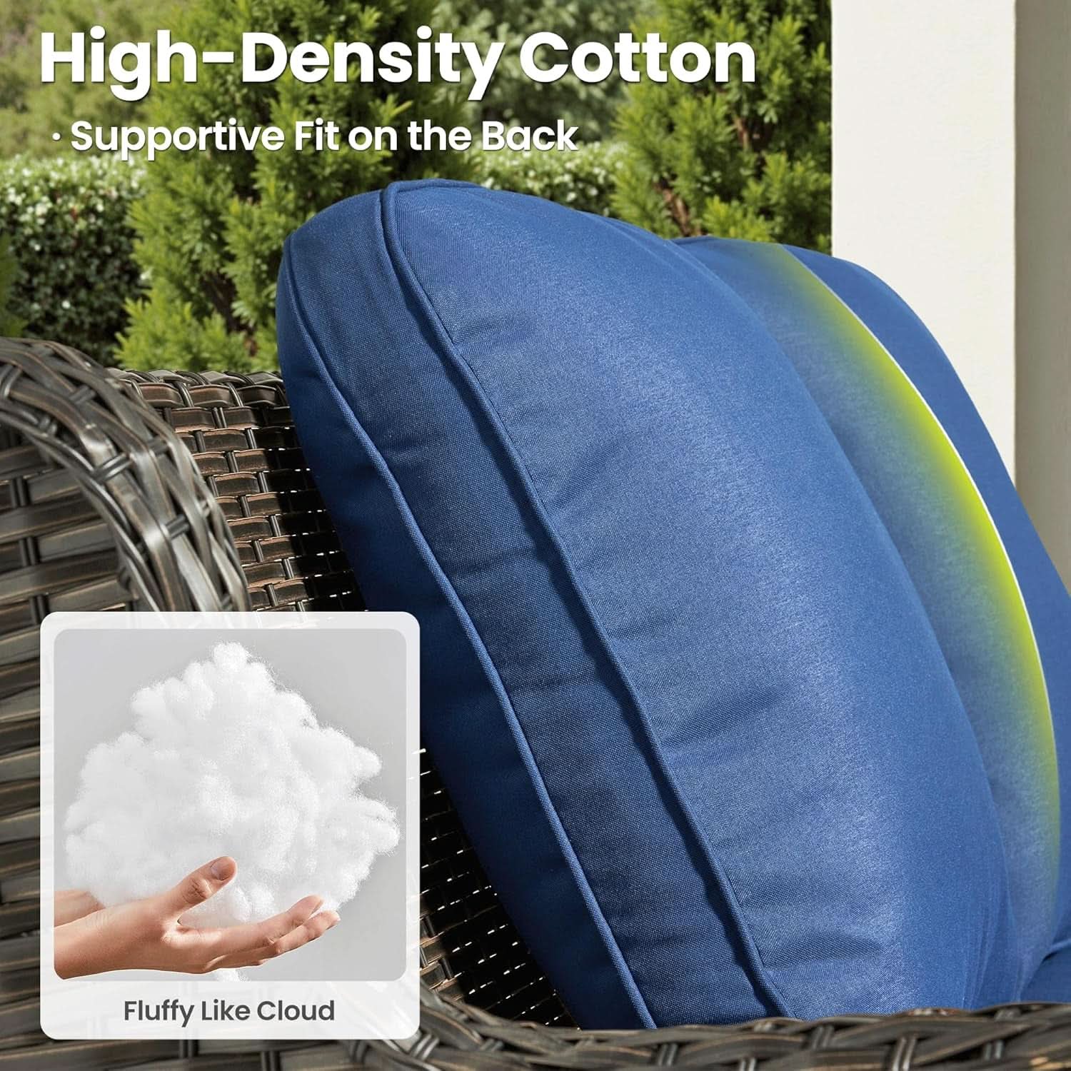 Five Piece Outdoor Wicker Patio Set With Cushions - Blue