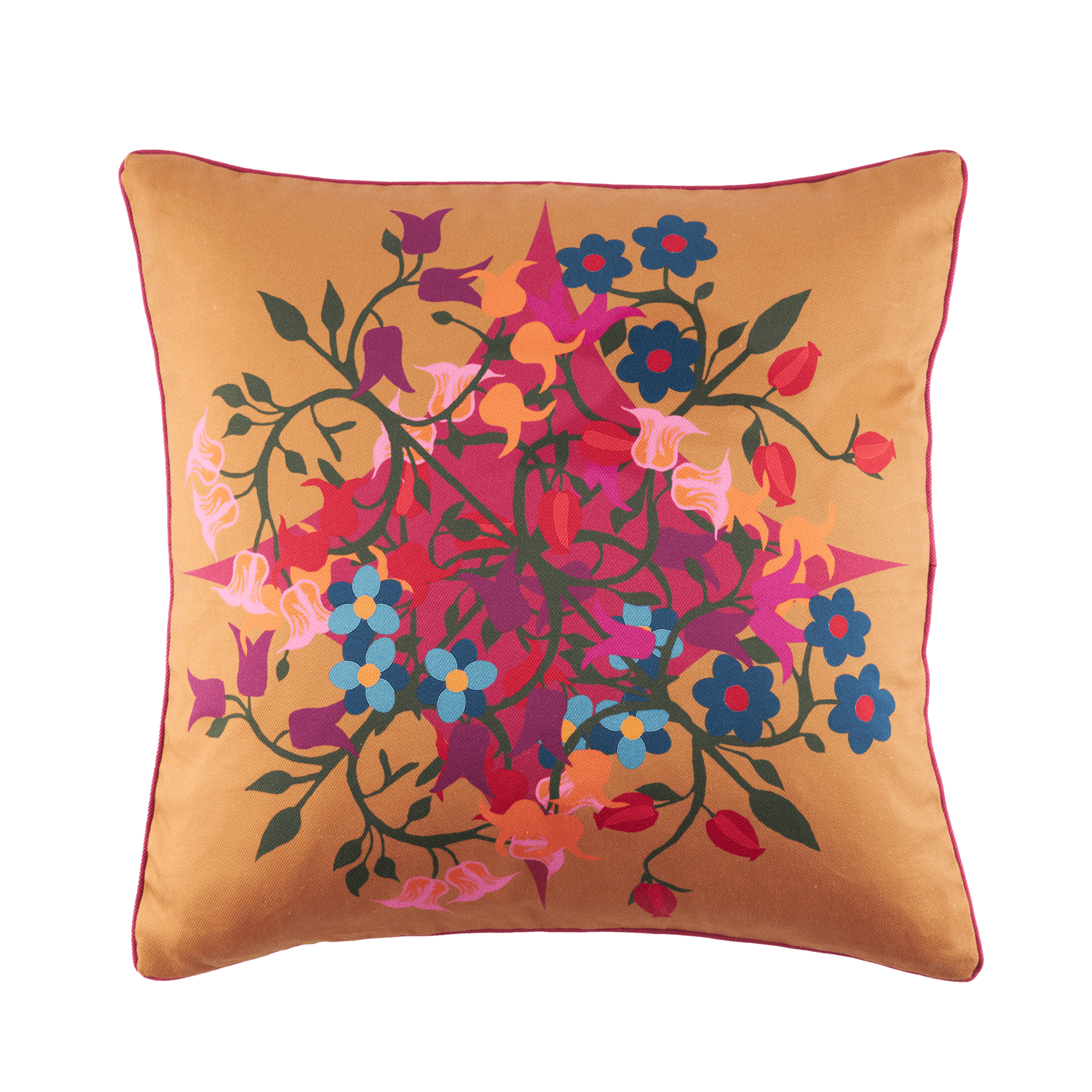 Square Pillow Cover Blumen Orange