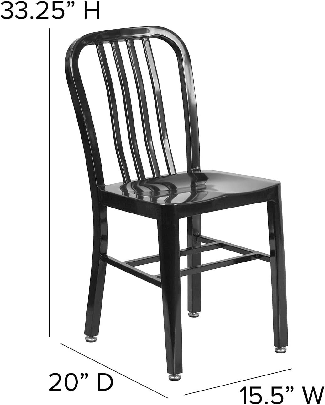 Commercial Grade Black Metal Indoor/Outdoor Dining Chair