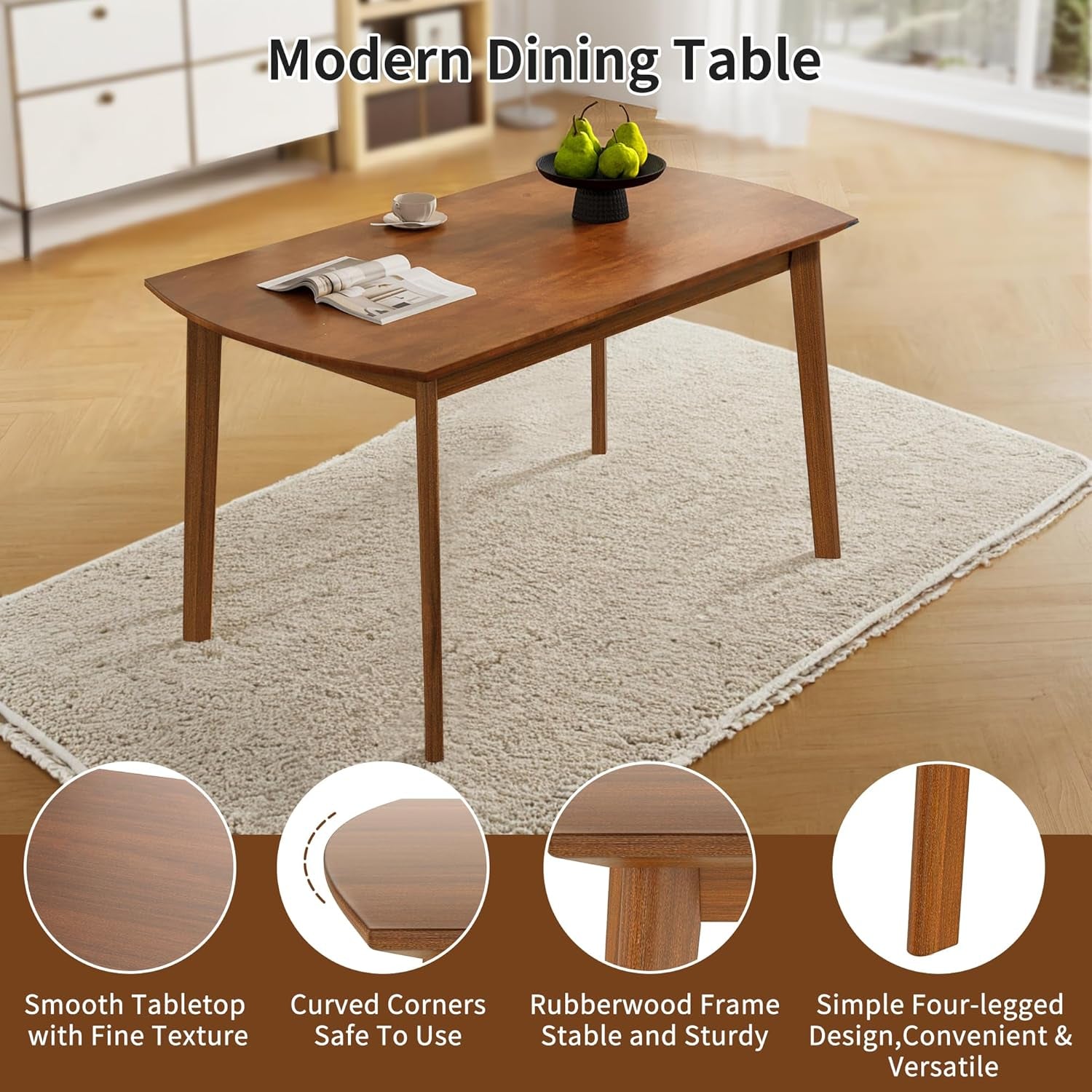 Solid Wood Dining Set For Small Spaces - 5 Pc Set