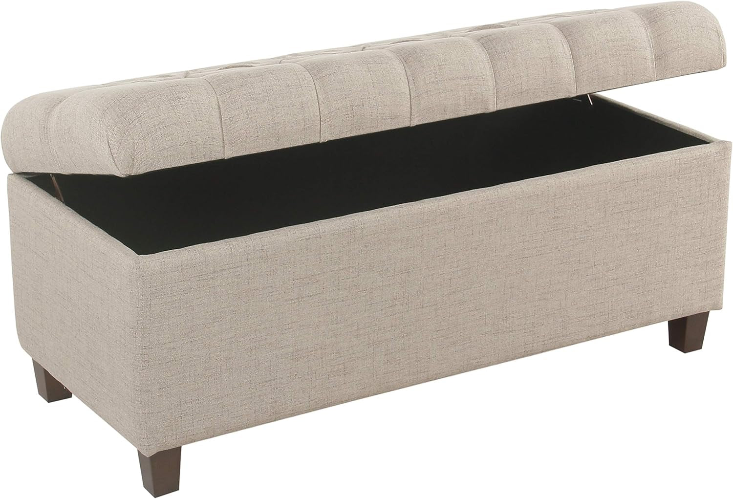 Tufted Storage Ottoman Bench in Beige