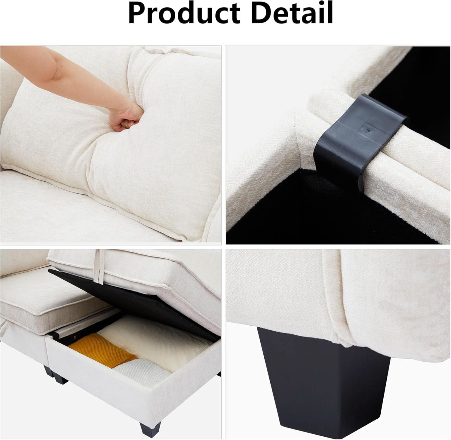 Beige Modular Sectional Sofa w/ Storage
