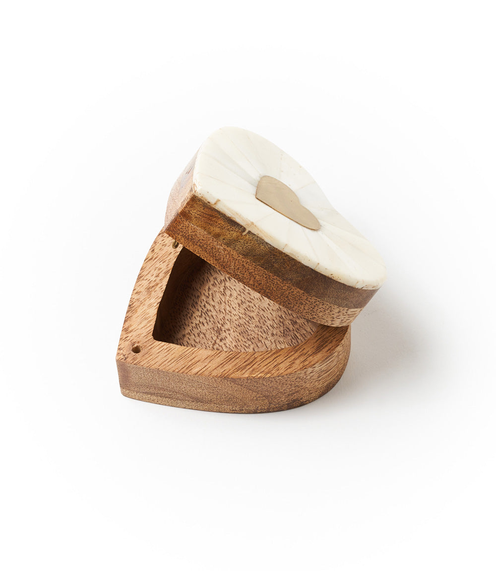 Mukhendu Heart Keepsake Box - Bone & Brass Inlay