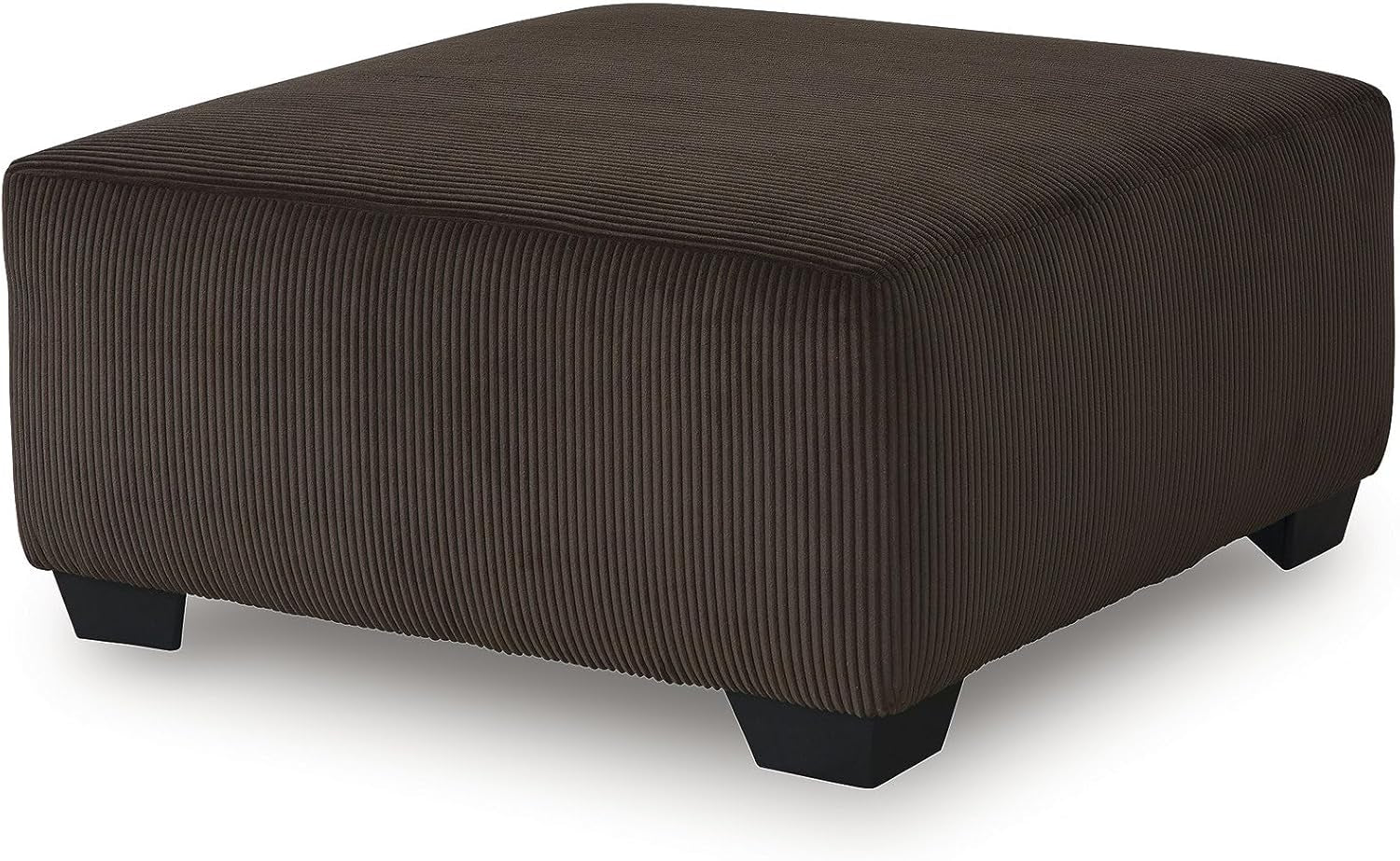 Dark Brown Textured Stripe Oversized Ottoman