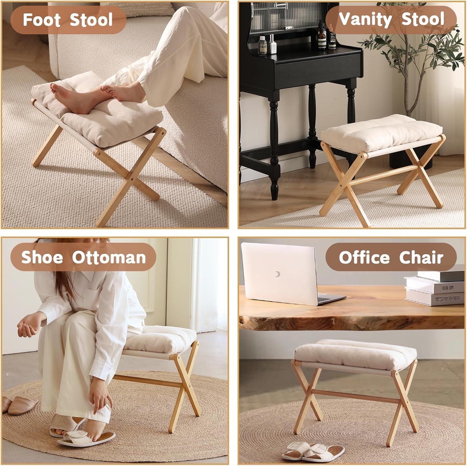 Bamboo Foldable Ottoman Foot Rest