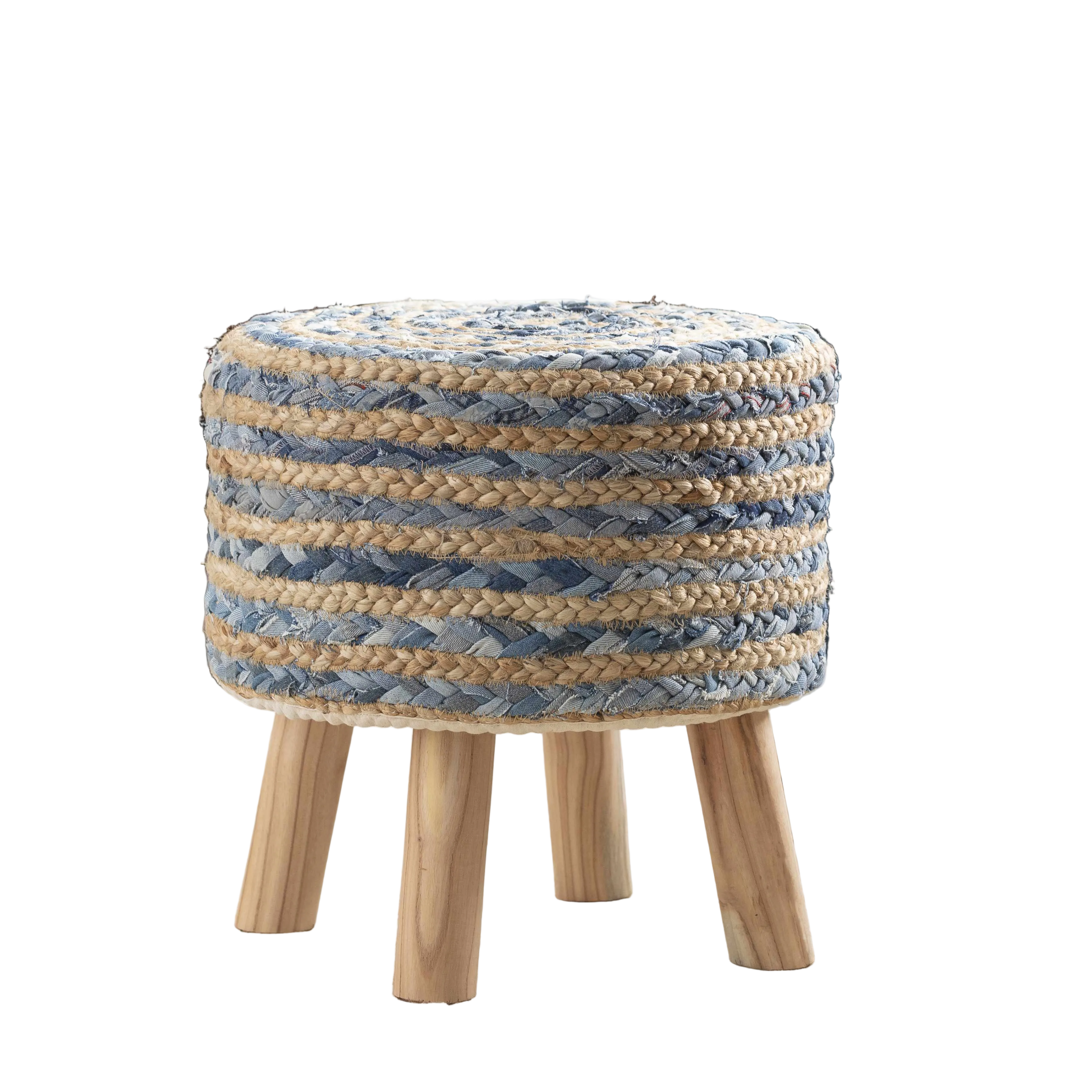 Fermont Hand Crafted Denim Jute Ottoman