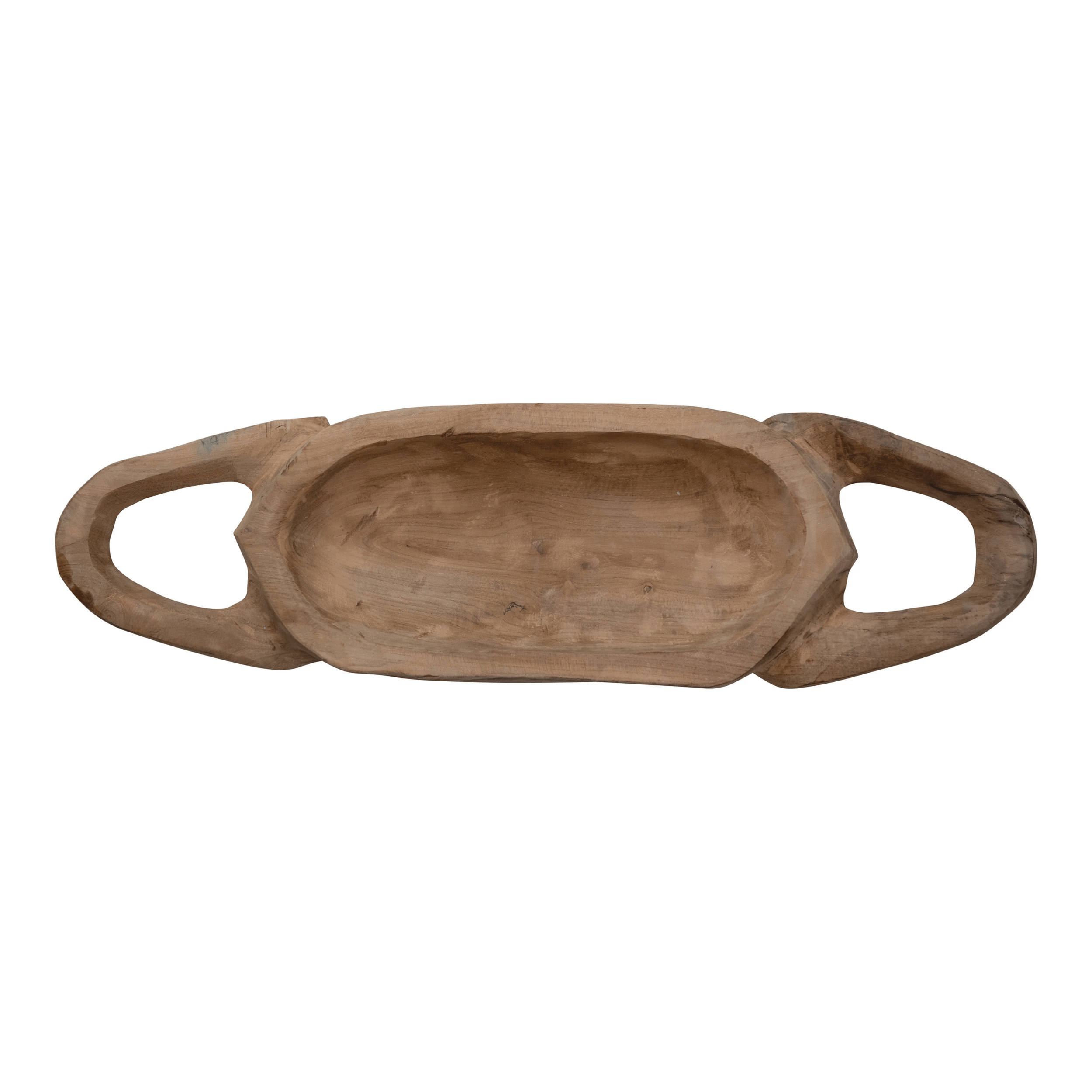 Decorative Hand-Carved Teakwood Tray with Handles