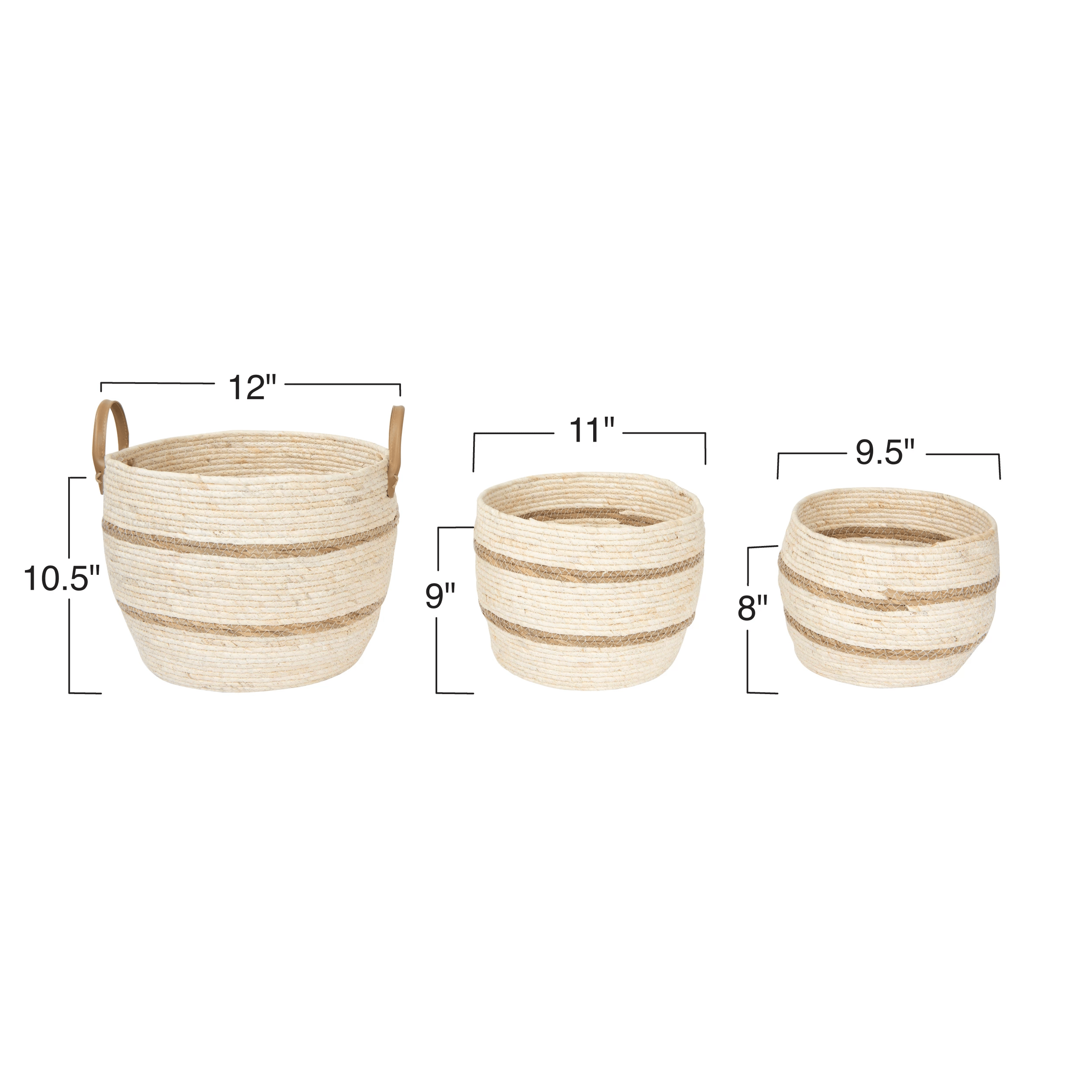 Striped Maize Storage Baskets/Planters - Set of 3