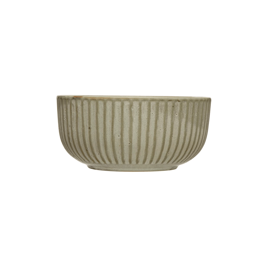 Stoneware Pleated Bowl - Cream Glaze Finish