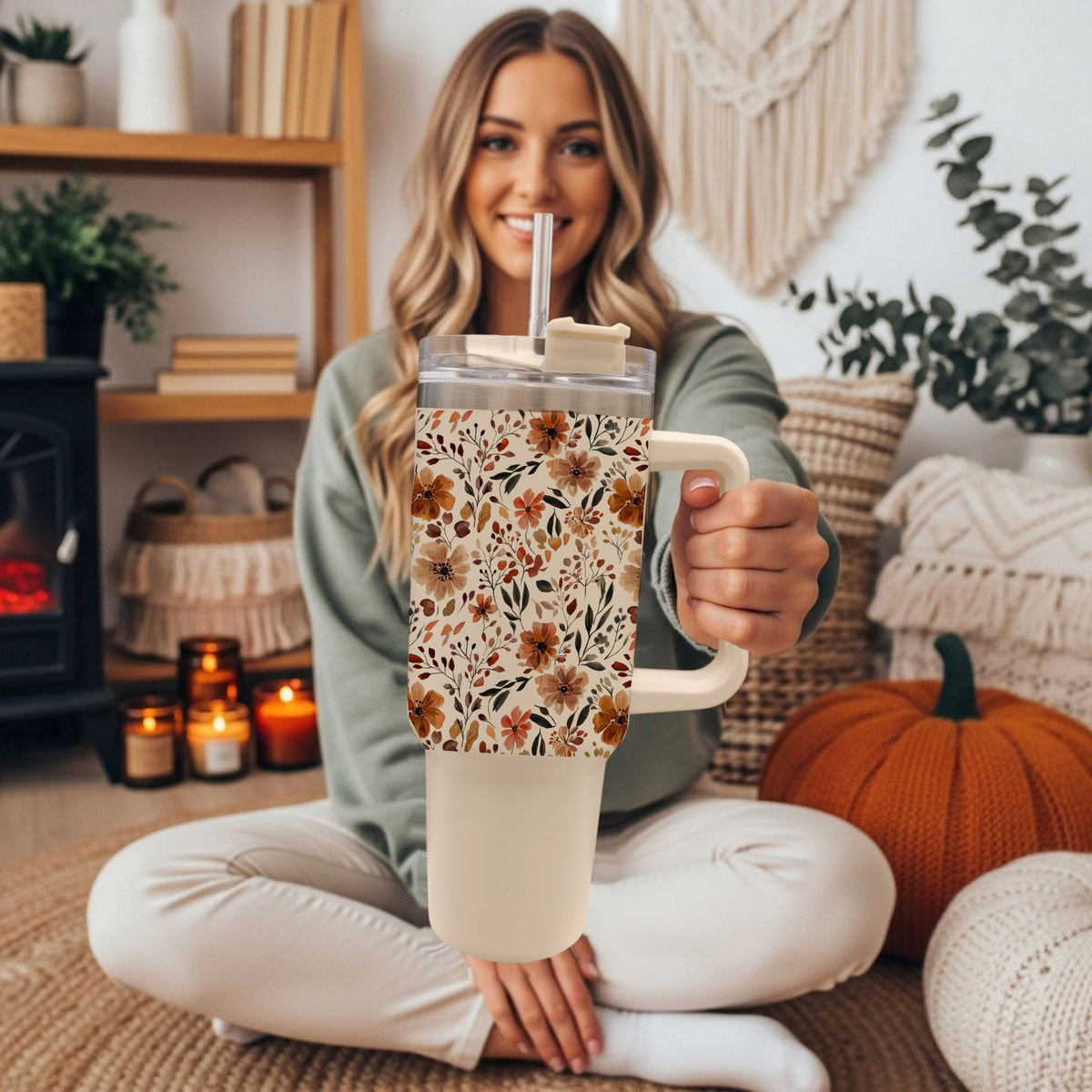 Fall Floral 40oz Insulated Tumbler