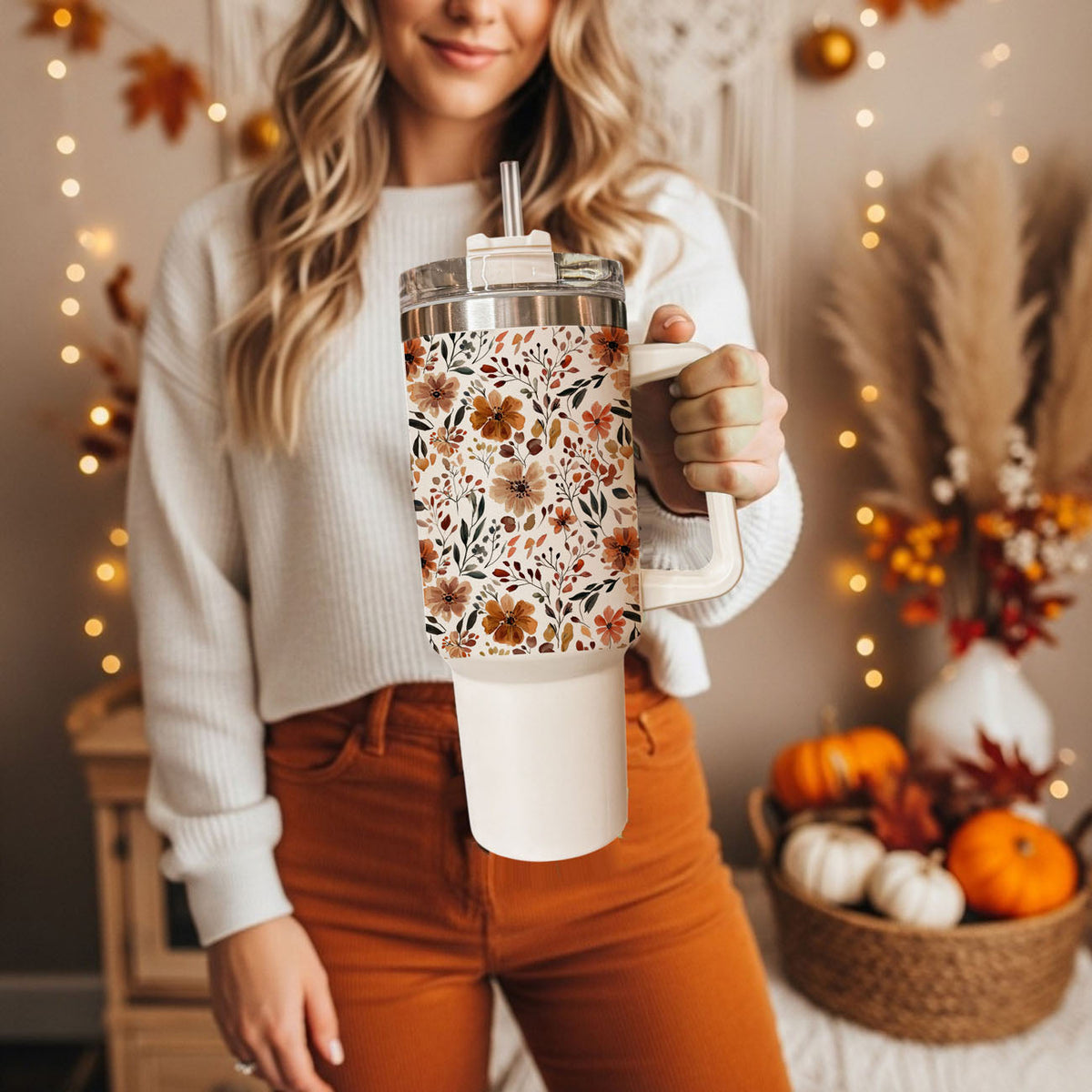 Fall Floral 40oz Insulated Tumbler