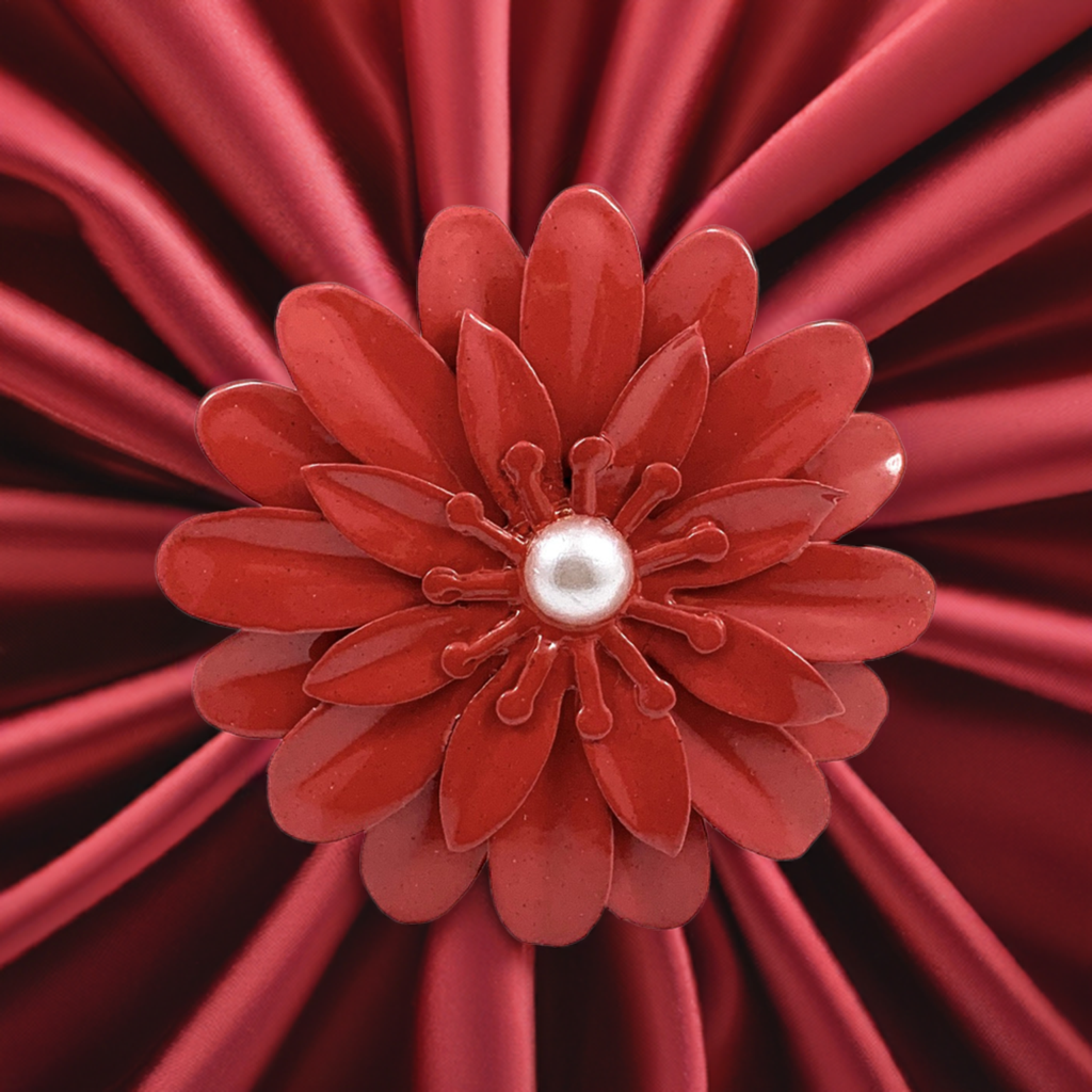 set of 4 Red Floral Napkin Rings