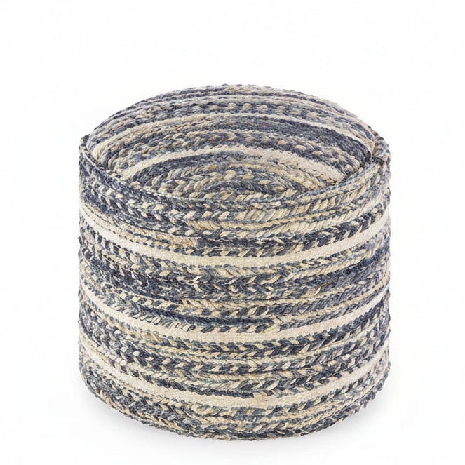Grayville PTeal Hand Woven Jute Cylindrical Pouf