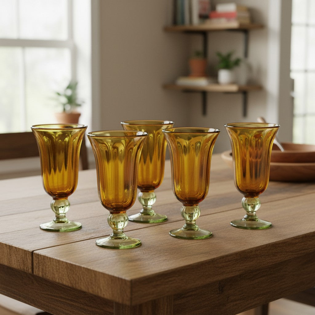 Hand-Blown Mexican Sundae Glass | Amber Rustic Design