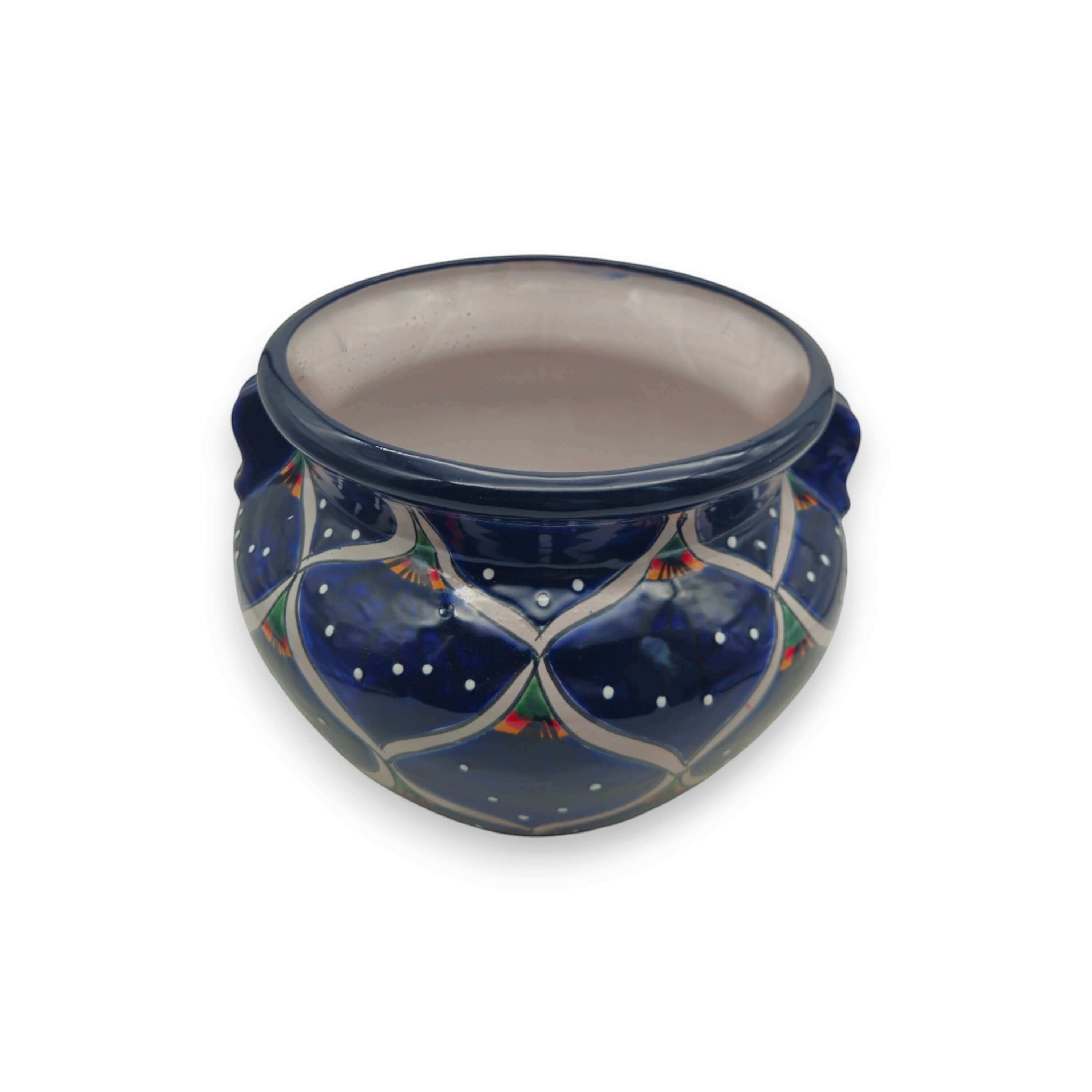 Blue Peacock Talavera Pot | Hand-Painted Mexican Ceramic