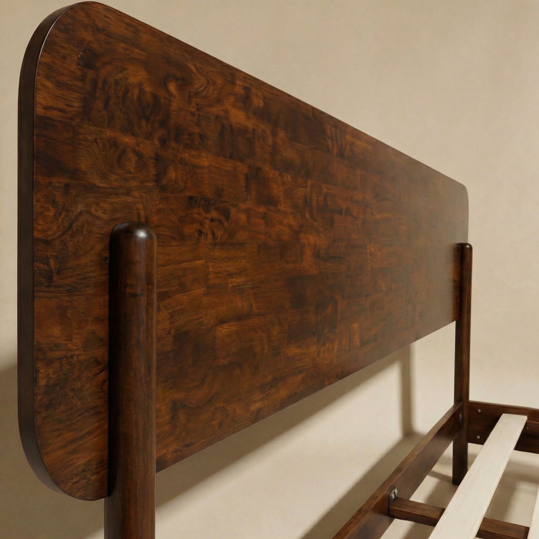 Frida Solid Wood Bed Frame in Caramel or Walnut
