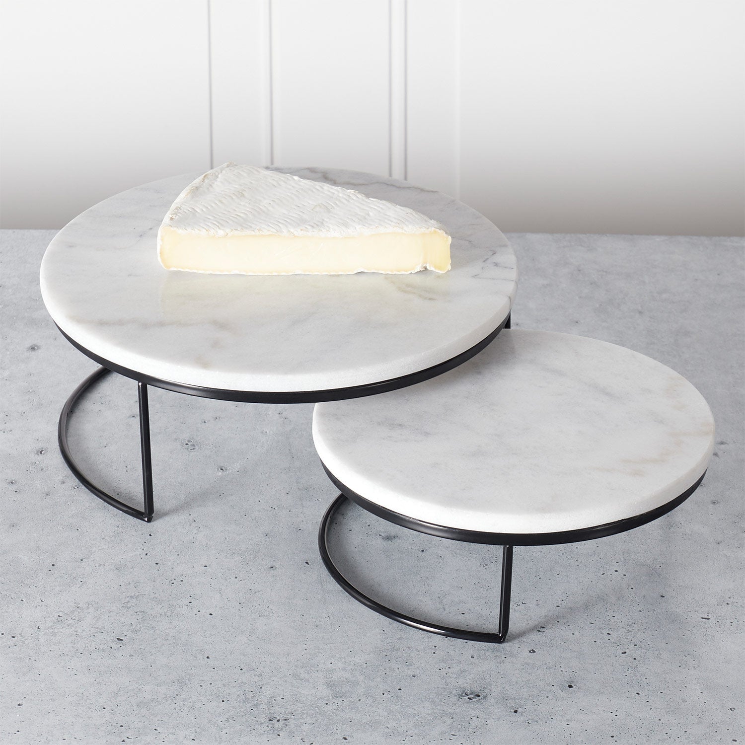 Set of 2 Round Nesting Table Risers - Marble/Black