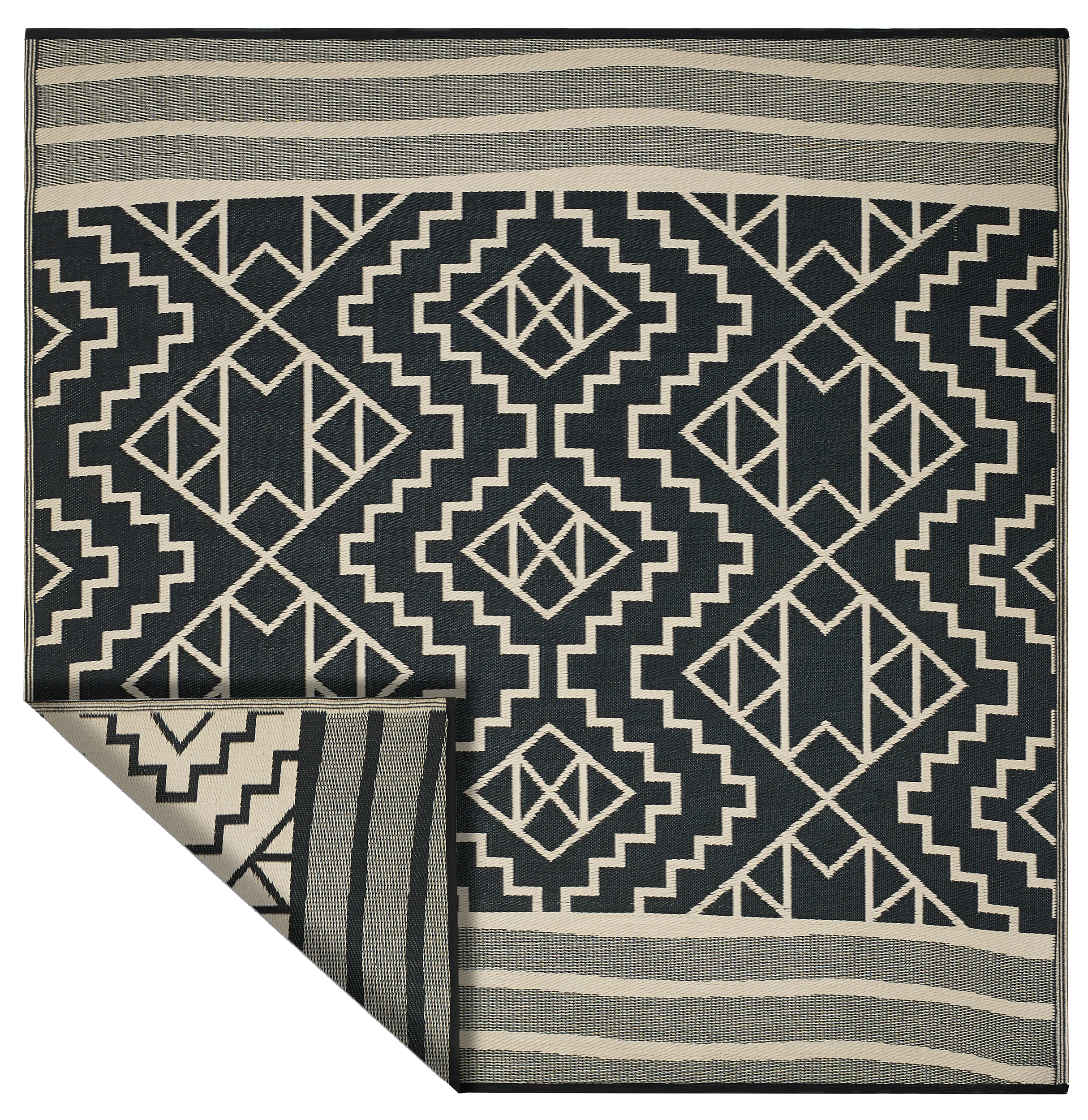 (SALE) Kilimanjaro - Black Reversible Outdoor Rug
