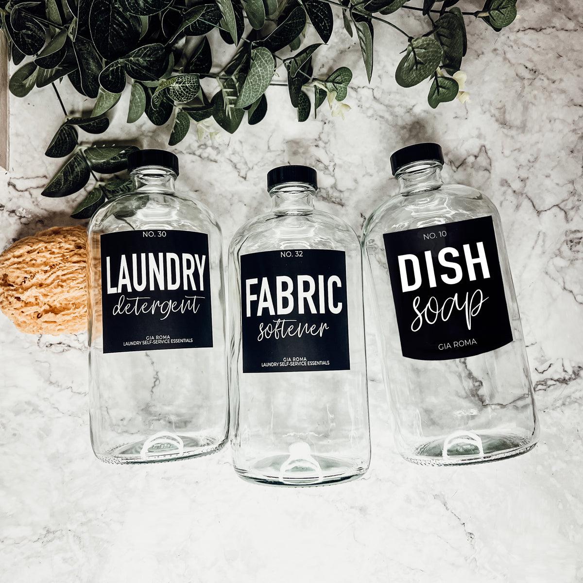 32oz Glass Bottles with Customized Labels - Clear