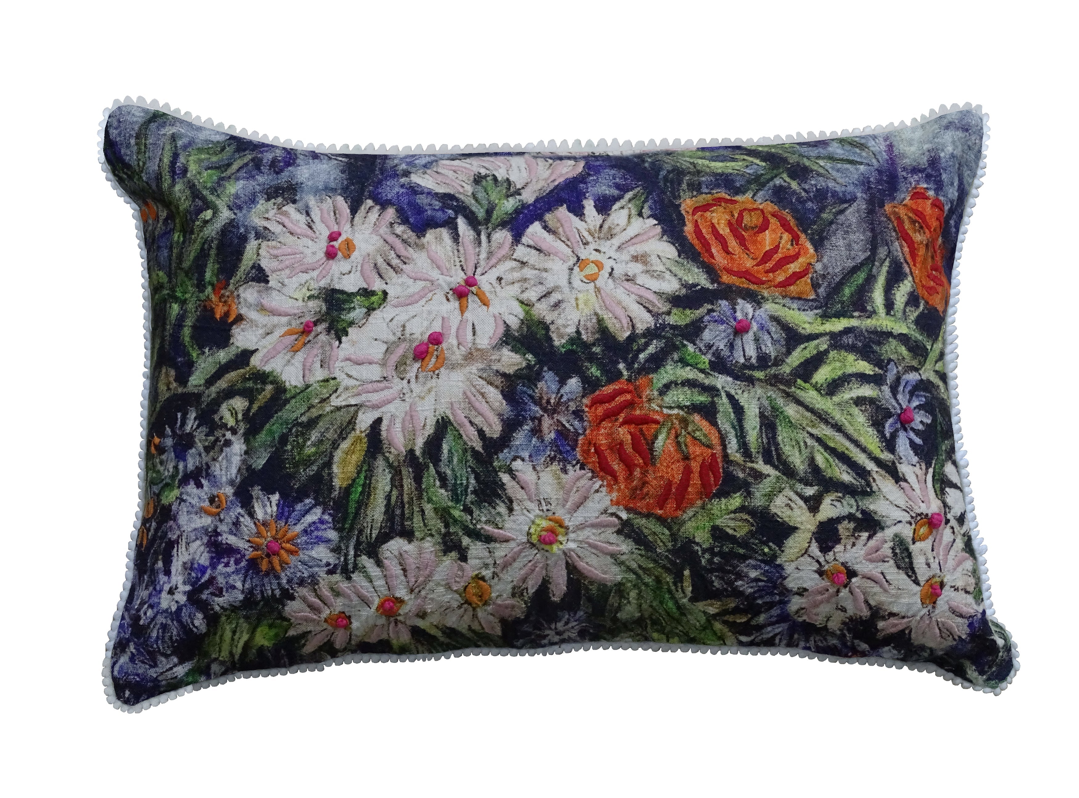 Handwoven Floral Throw Pillow