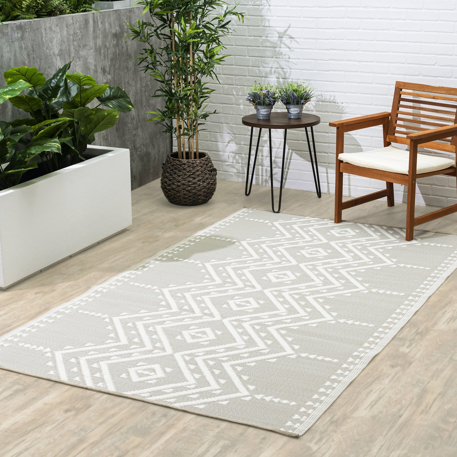 Ojai - Beige Reversible Outdoor Rug for Patio