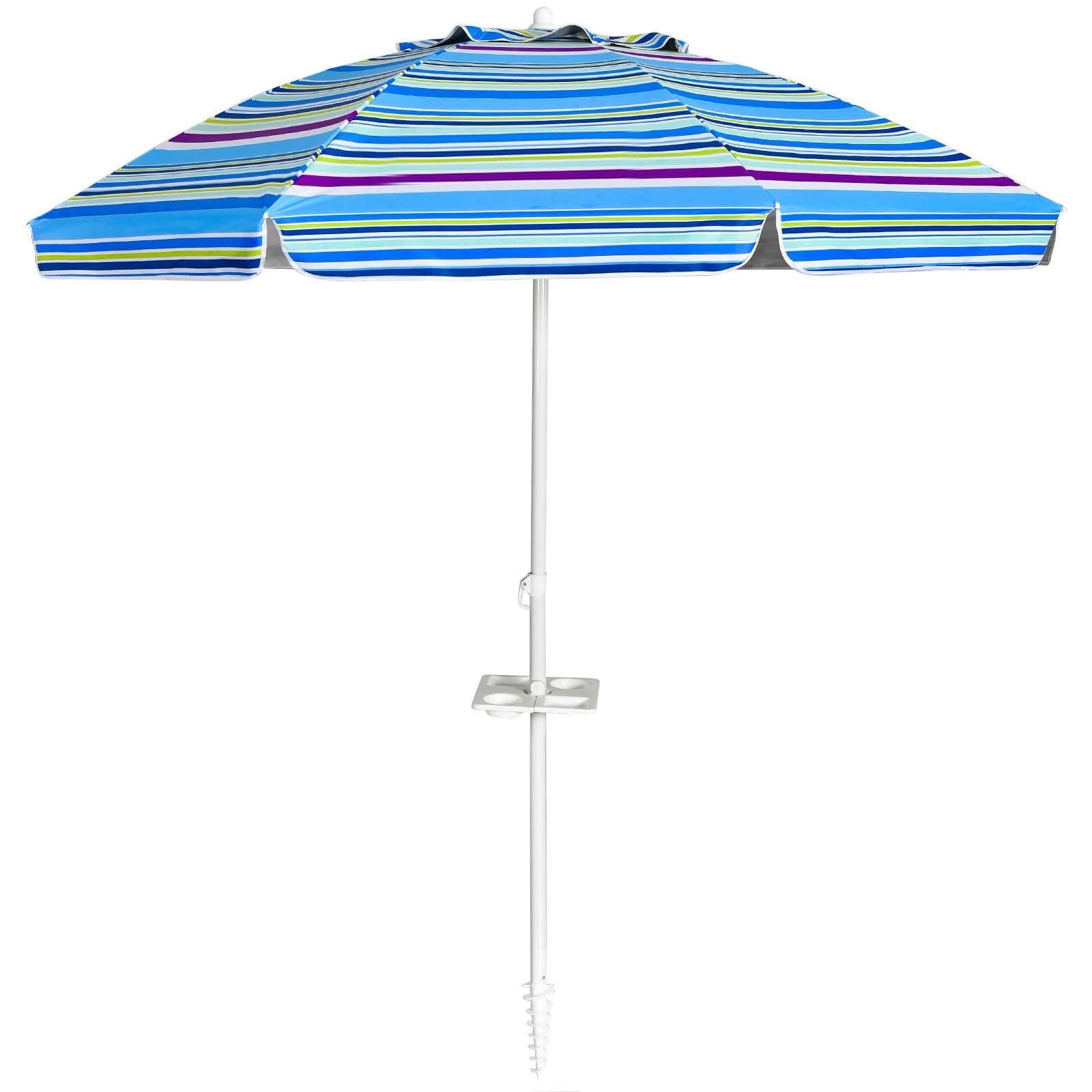 7.2 Ft Portable Outdoor Beach Umbrella with Sand Anchor and Tilt Mechanism