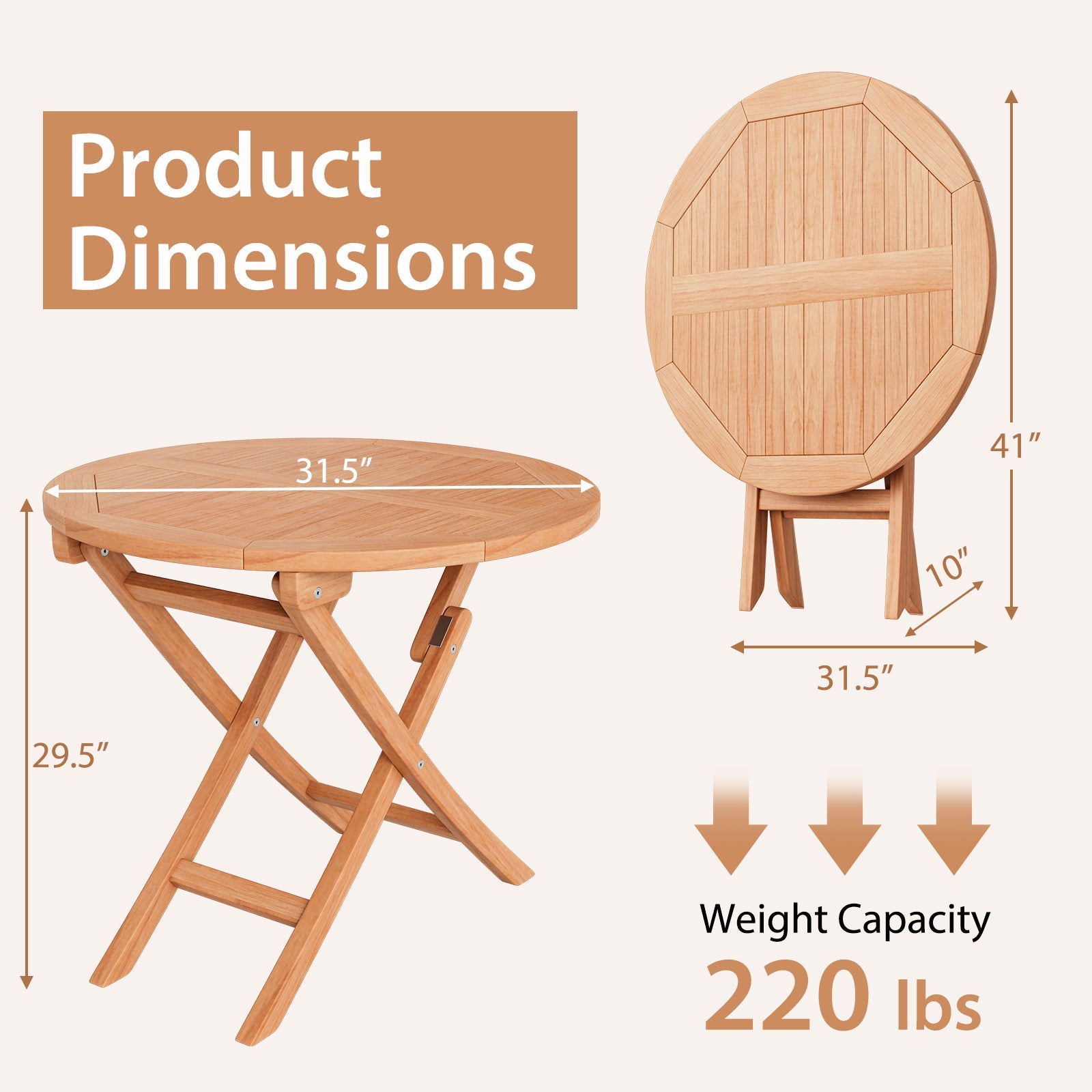 Outdoor Bistro Set with Slatted Seat and Tabletop for Backyard