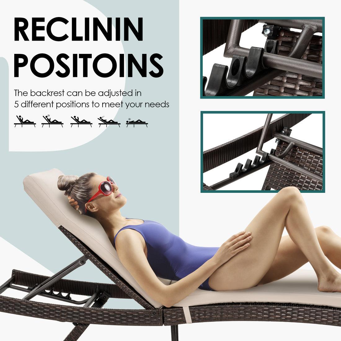 Rattan Chaise Lounge Set - 1 pc, 2 pc, 3 pc, 6 pc