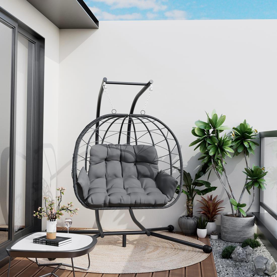 Indoor/Outdoor Hanging Swing Chair with Stand - 2 Colors
