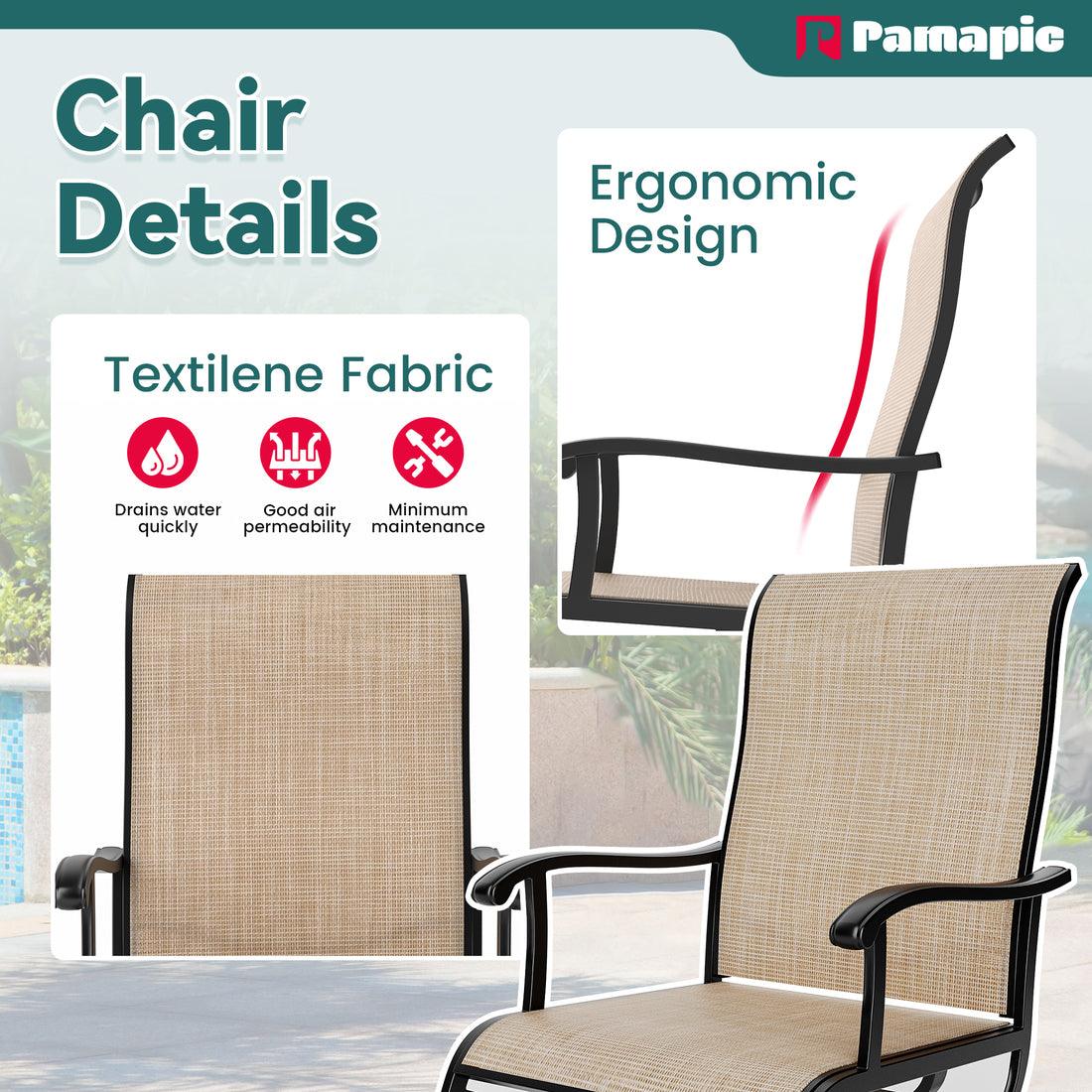 Textilene Dining Table with 6 Swivel Chairs (7 Pieces)