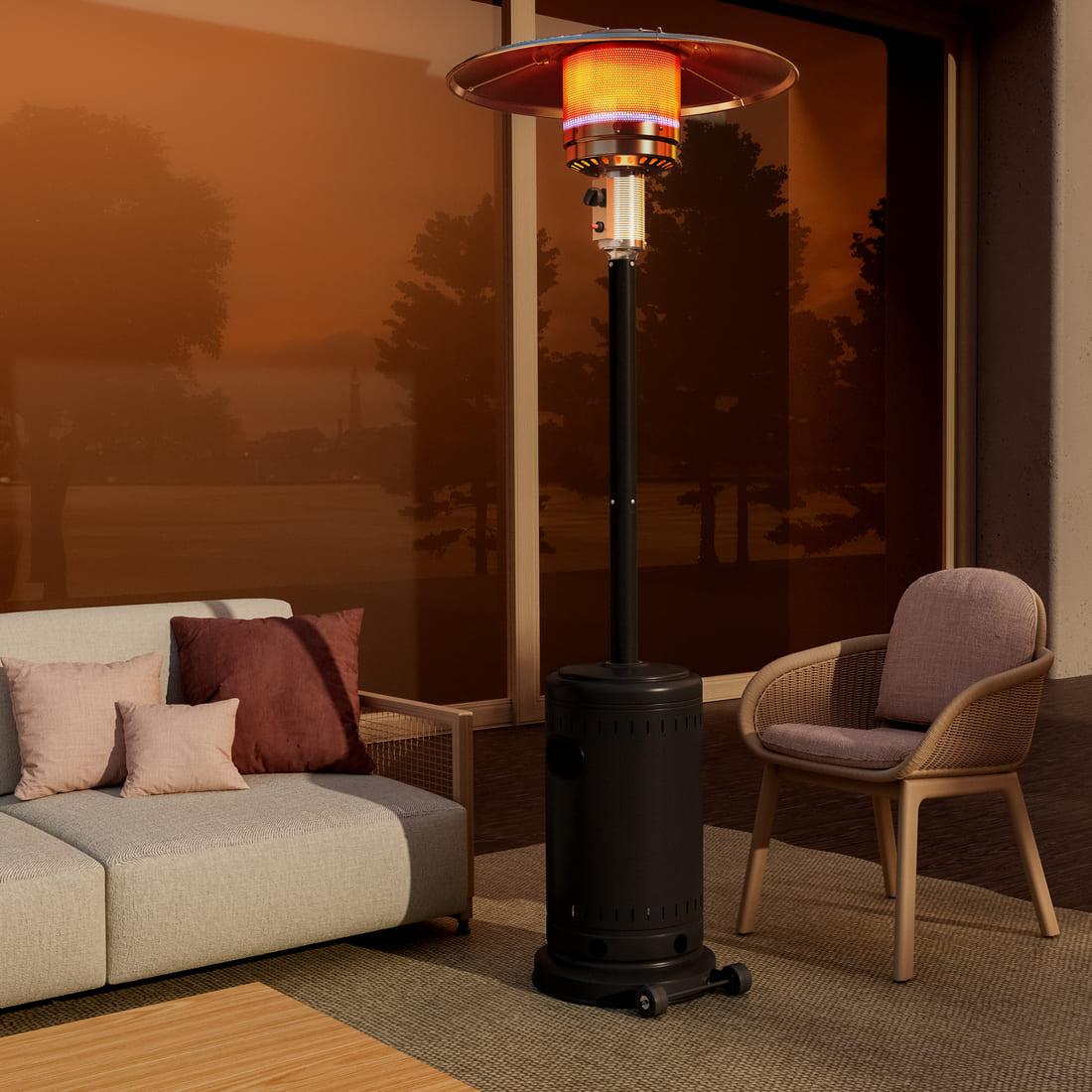 Outdoor Freestanding Propane Patio Heater with Cover & Wheels