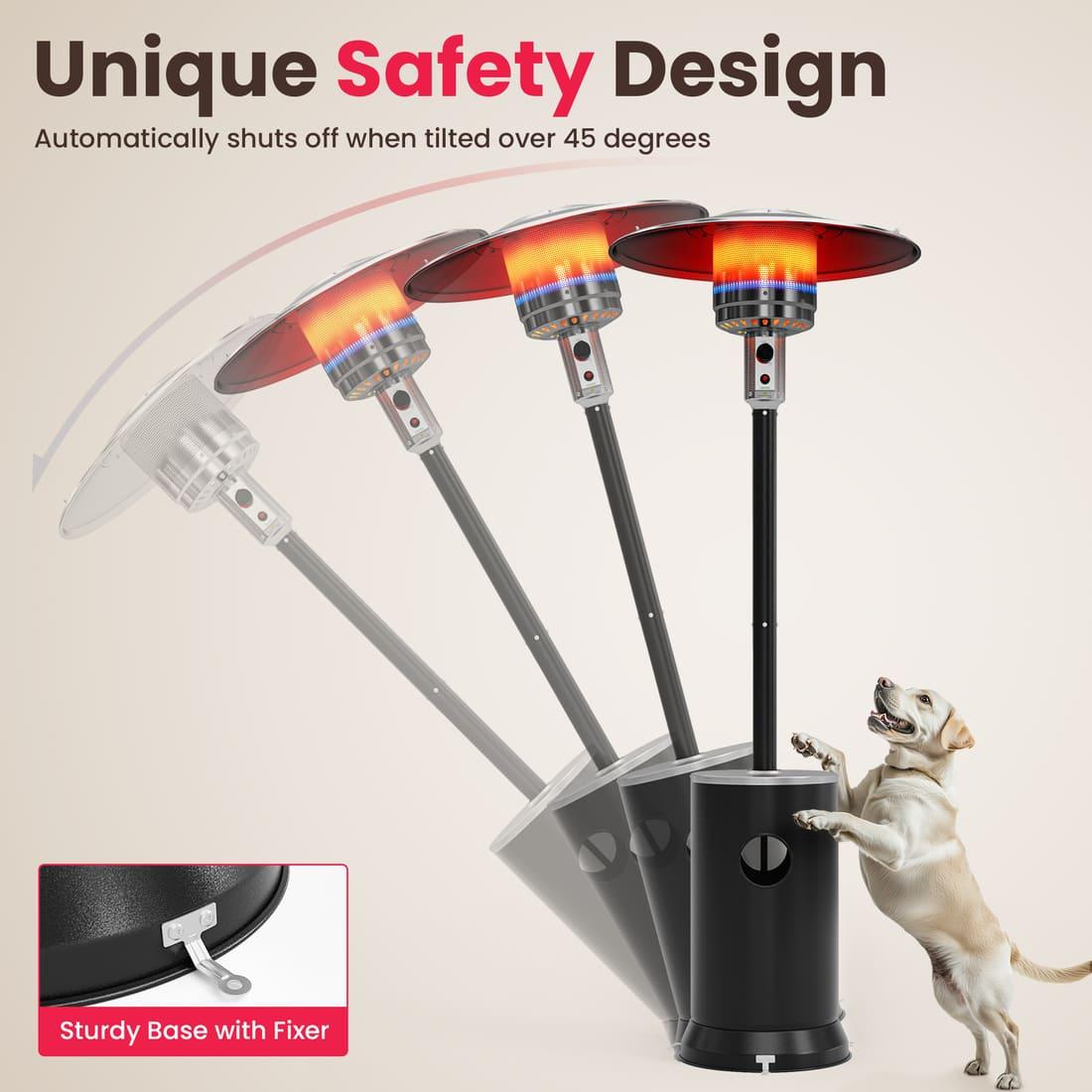 Propane Patio Heater with Table Design & Wheels - 3 Colors