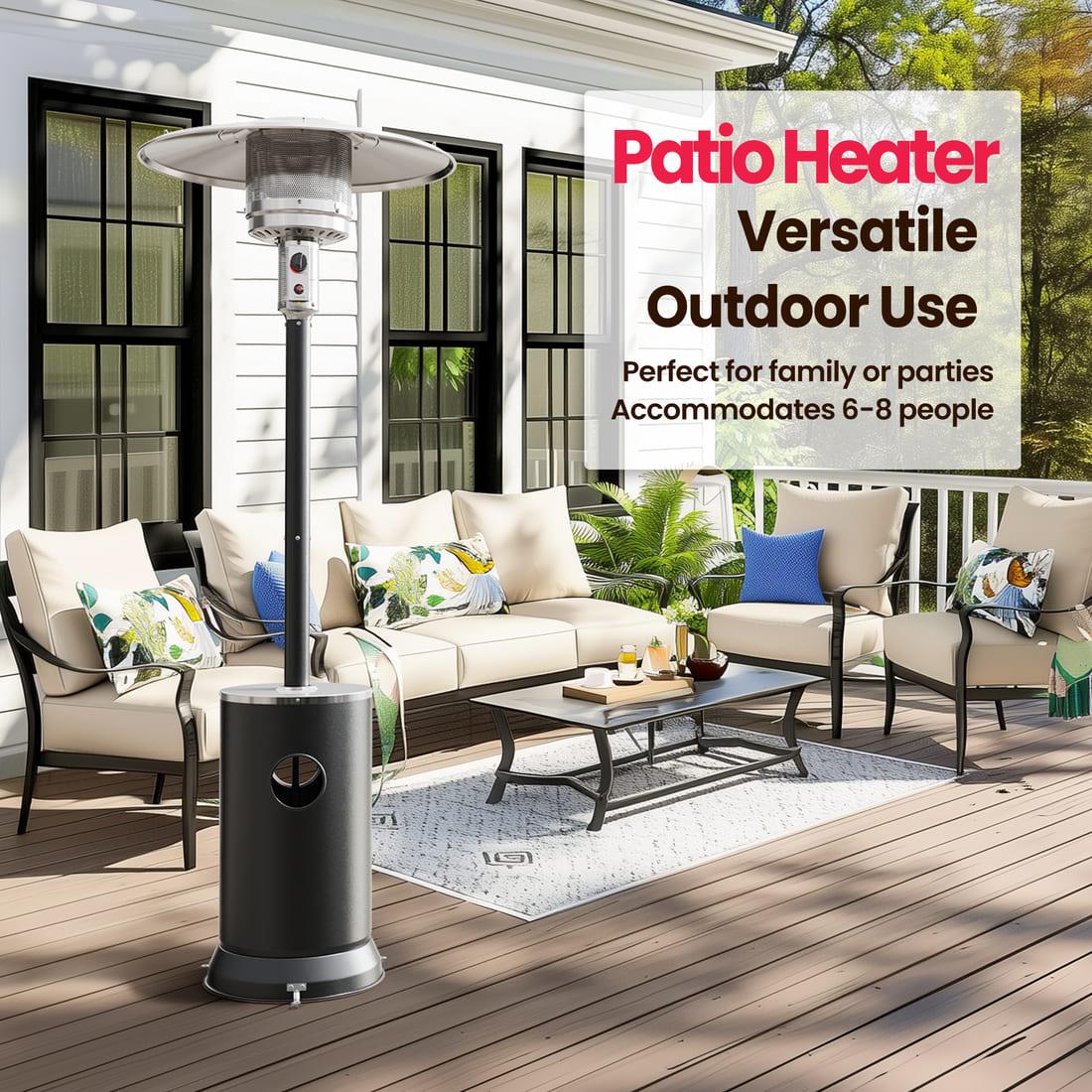 Propane Patio Heater with Table Design & Wheels - 3 Colors