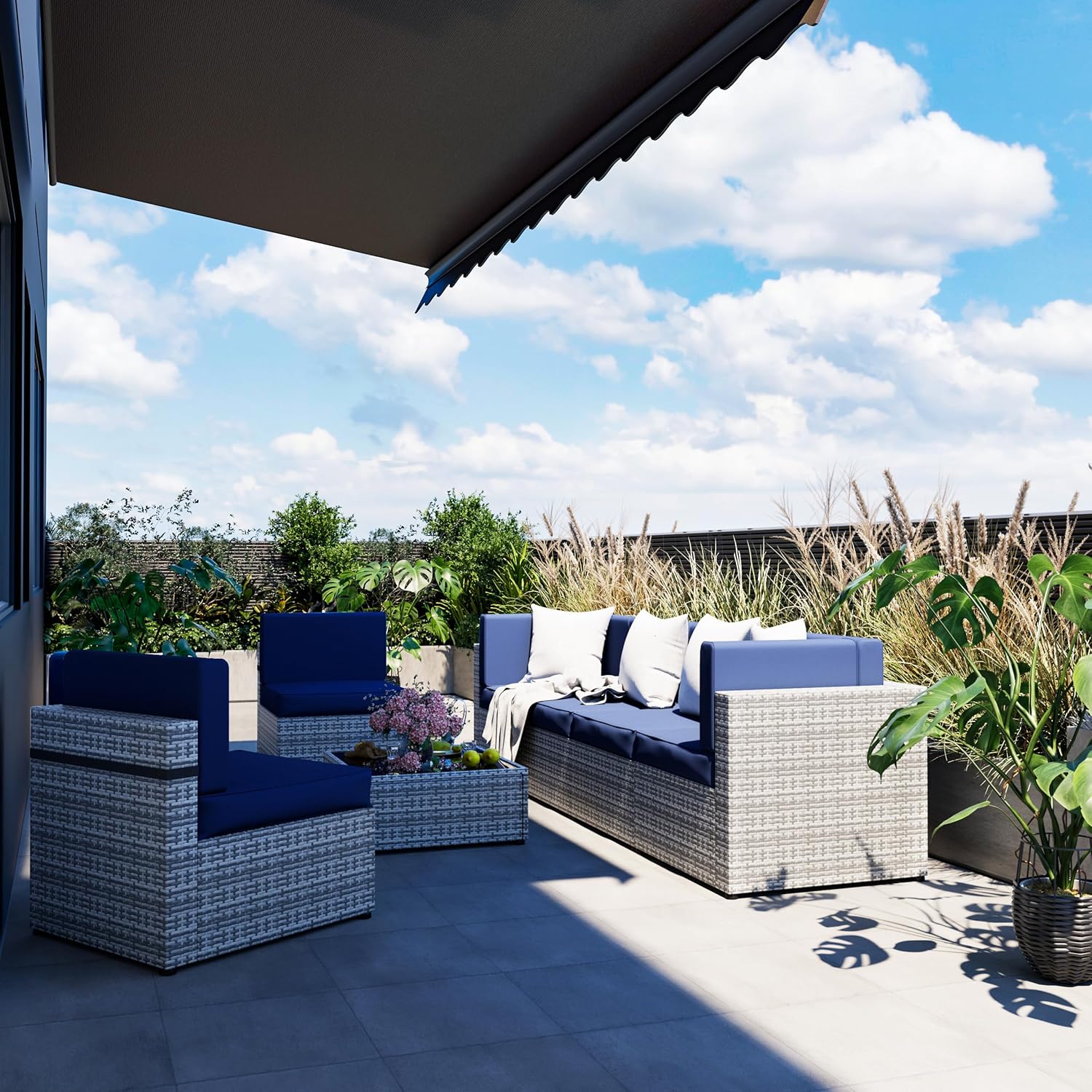 Rattan Outdoor Sectional Couch Set (7 Pieces) - 5 Colors