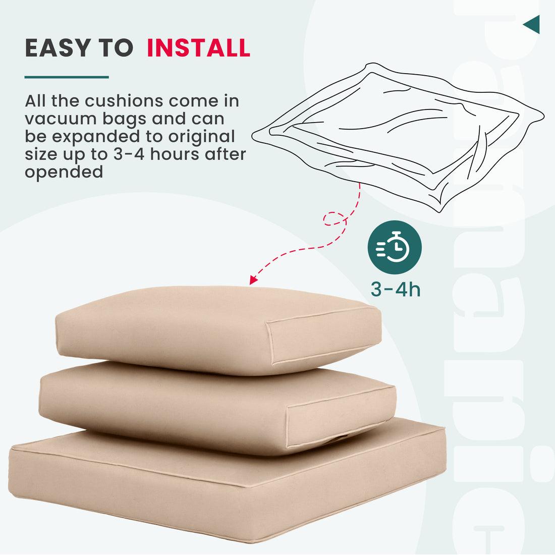 14-Piece Replacement Cushions for Patio Furniture - Waterproof & UV Resistant - 4 Colors