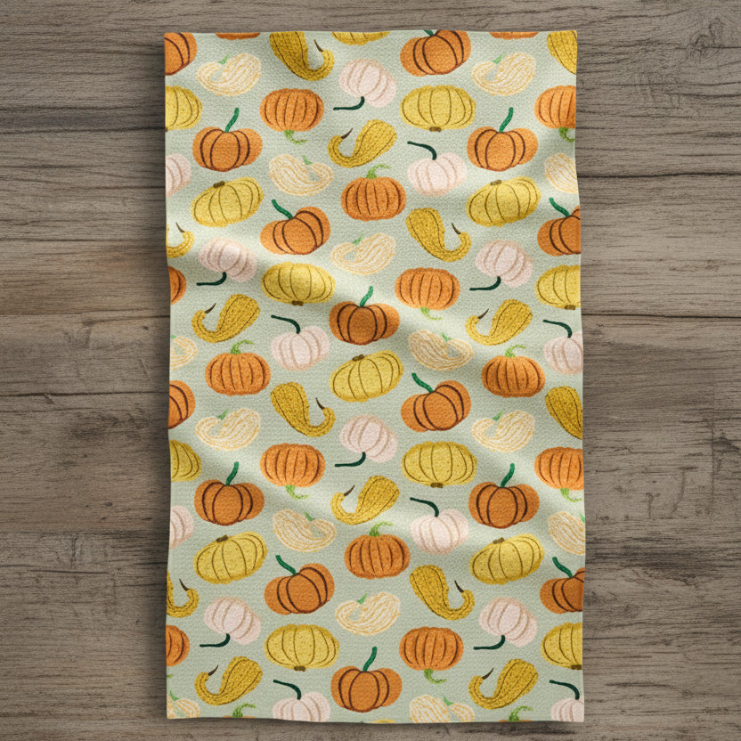 Pumpkins & Gourds Geometry Tea Towel
