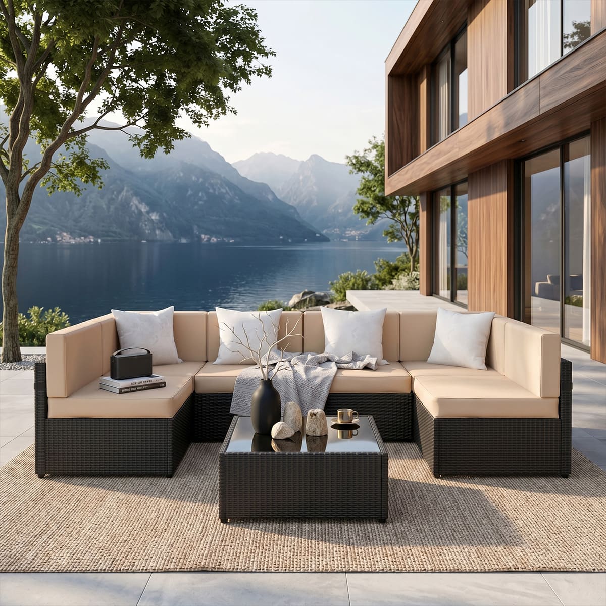 Rattan Outdoor Sectional Couch Set (7 Pieces) - 5 Colors
