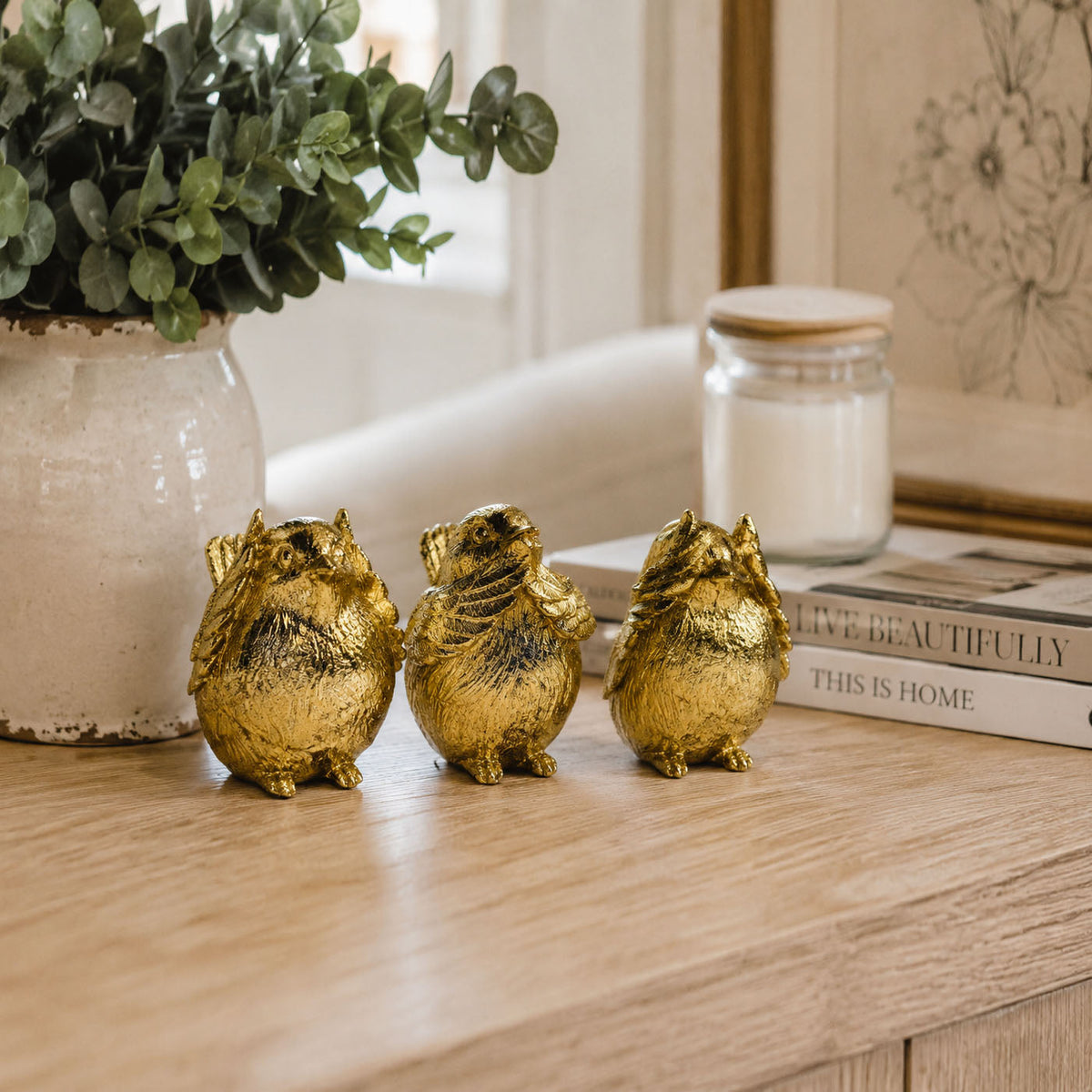 3 Wise Birds Figurines
